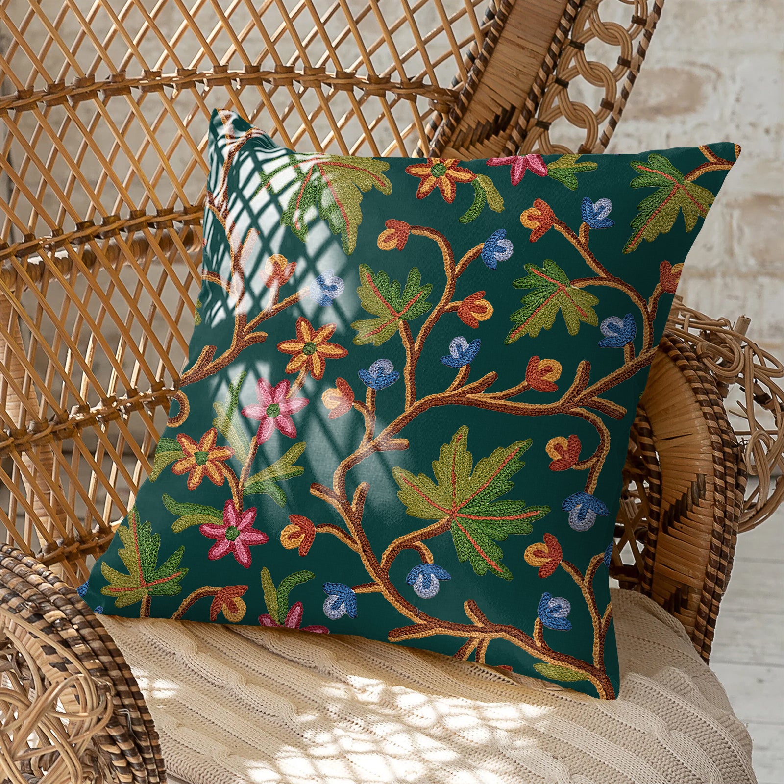 VAROSKI KASHMIRI GABLE GREEN DIGITAL PRINTED CUSHION COVER (Pack of 2)