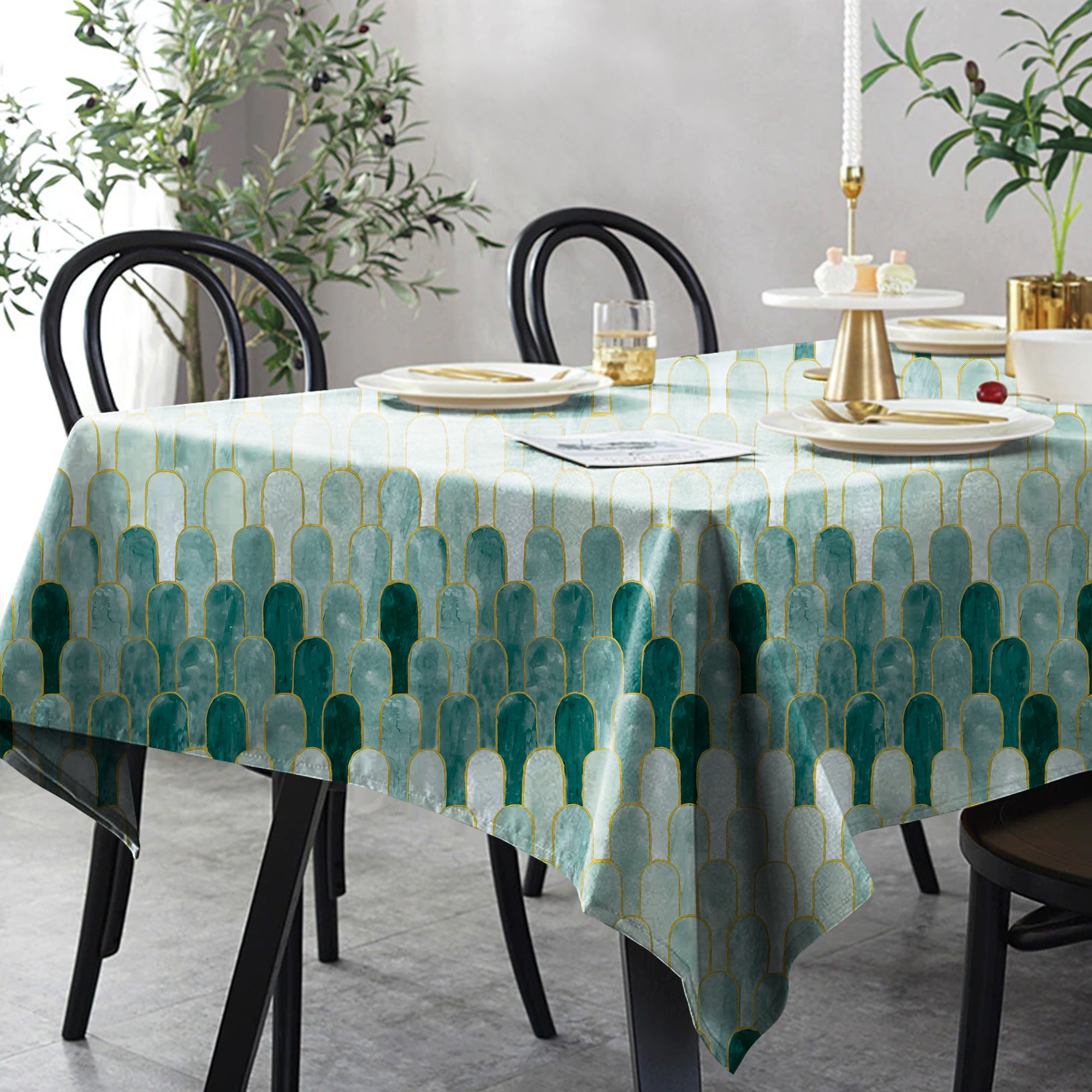 NICOBAR GREEN 6 SEATER TABLE CLOTH