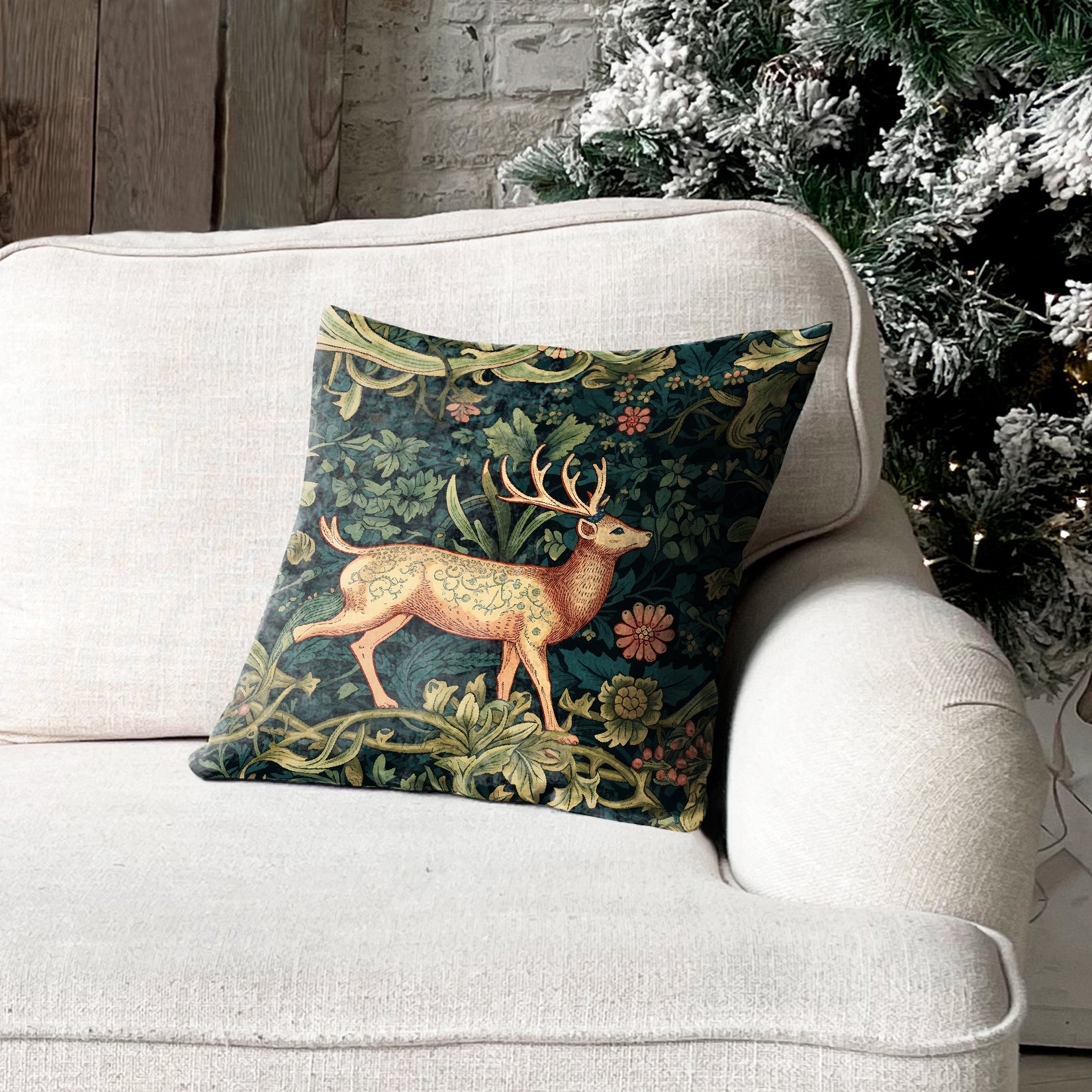 REINDEER GREEN (16X16 INCH) DIGITAL PRINTED CUSHION COVER