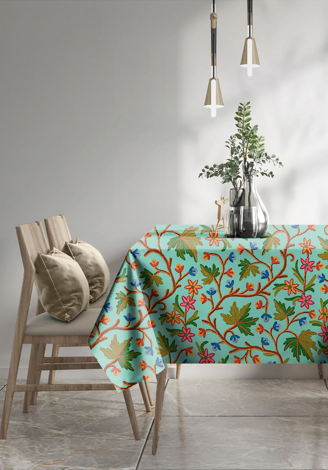 VAROSKI KASHMIRI GREEN TABLE CLOTH