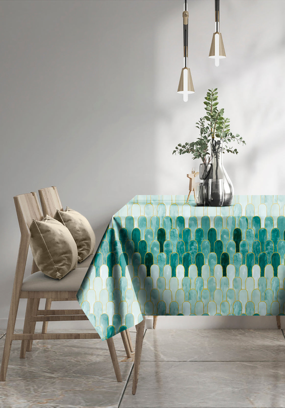 NICOBAR GREEN 6 SEATER TABLE CLOTH