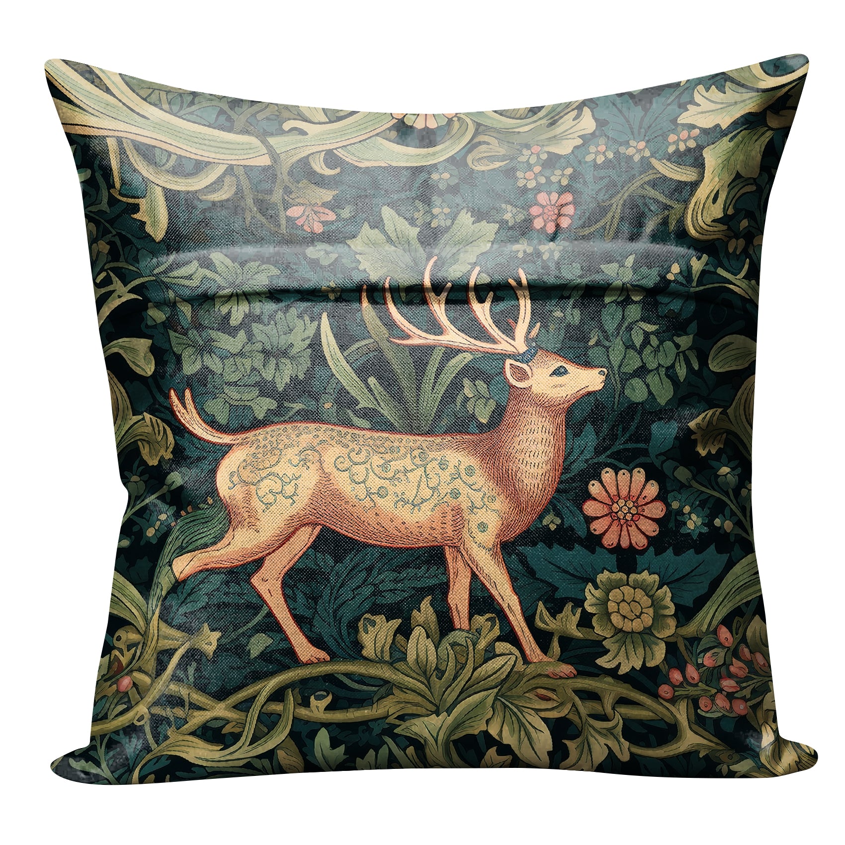REINDEER GREEN (16X16 INCH) DIGITAL PRINTED CUSHION COVER