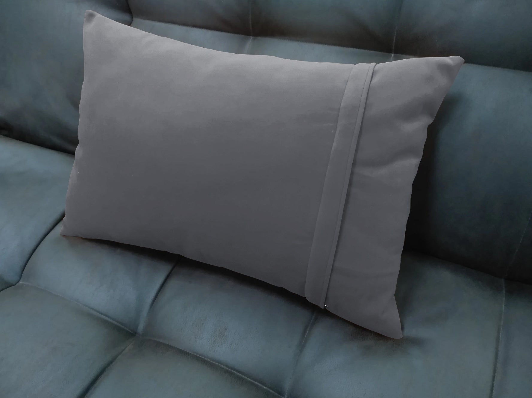 CASABLEU DECORATIVE VELVET RECTANGULAR CUSHION COVER THROW PILLOW COVER FOR LIVING ROOM COUCH SINGLE SOFA, COLOURFUL MODERN 12 X 18 INCHES / 30 X 45 CM (COLOUR - GREY) (SET OF 2 PIECES)