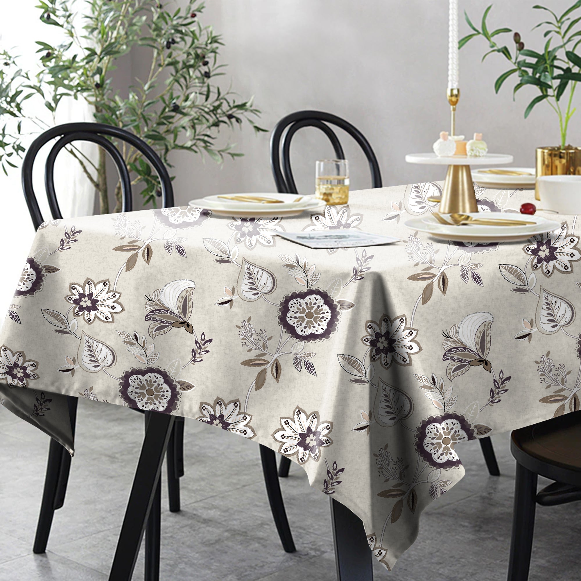 BEAU GREY 6 Seater Table Cloth