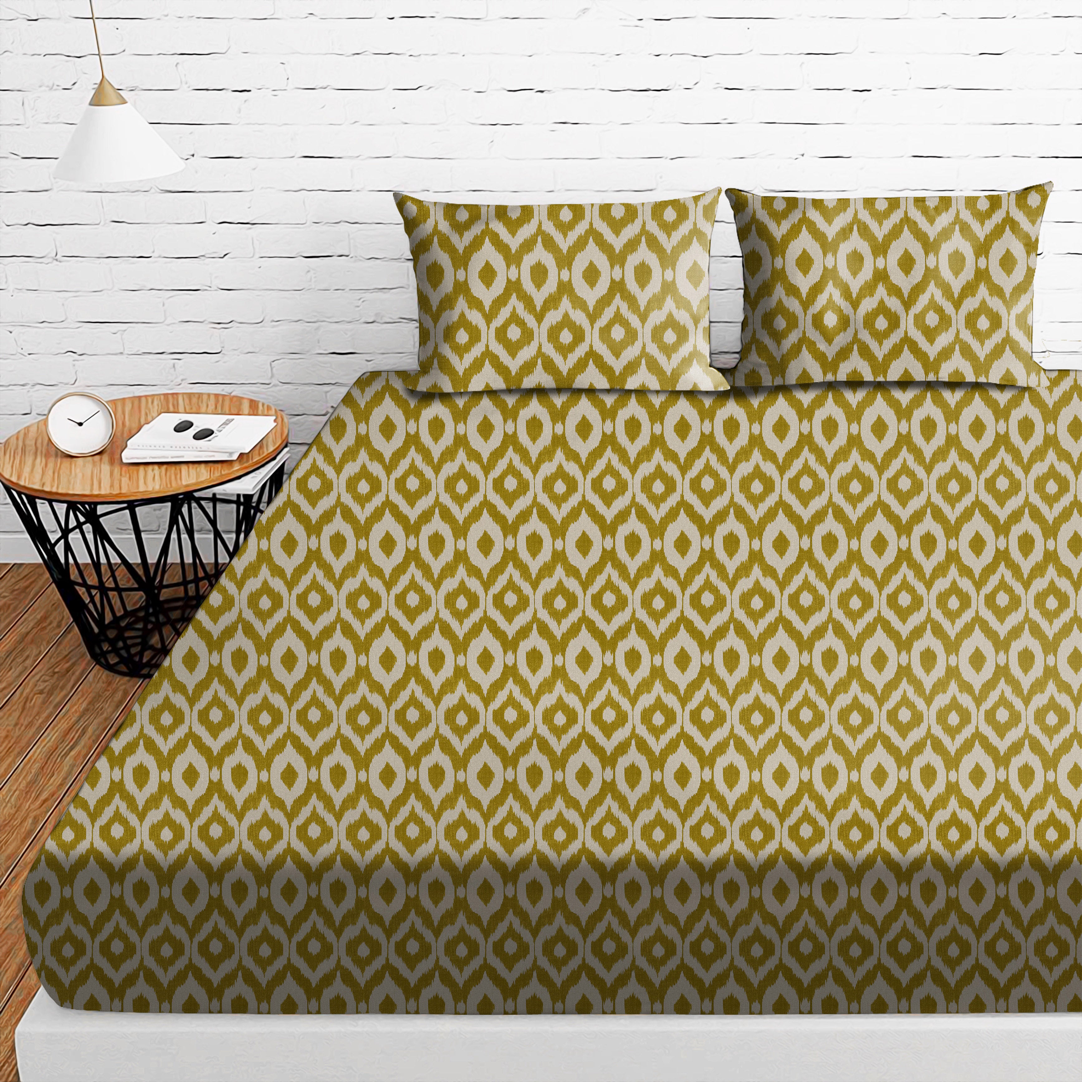 Bedcover Bistre Green for Double Bed with 2 Pillow Covers King Size (104" X 90")