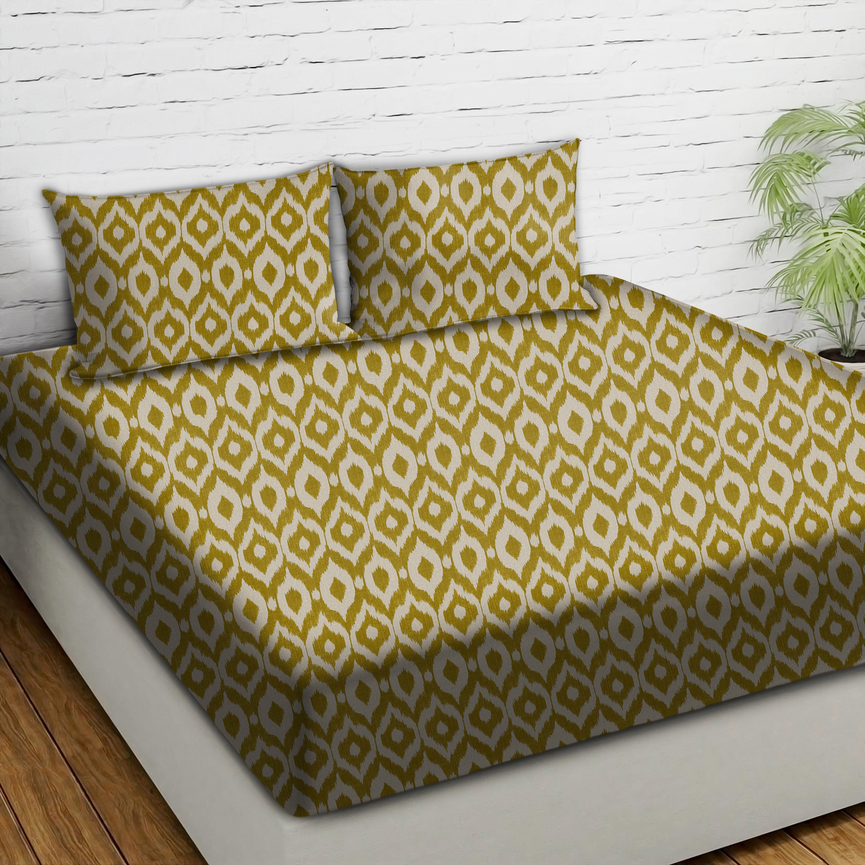 Bedcover Bistre Green for Double Bed with 2 Pillow Covers King Size (104" X 90")
