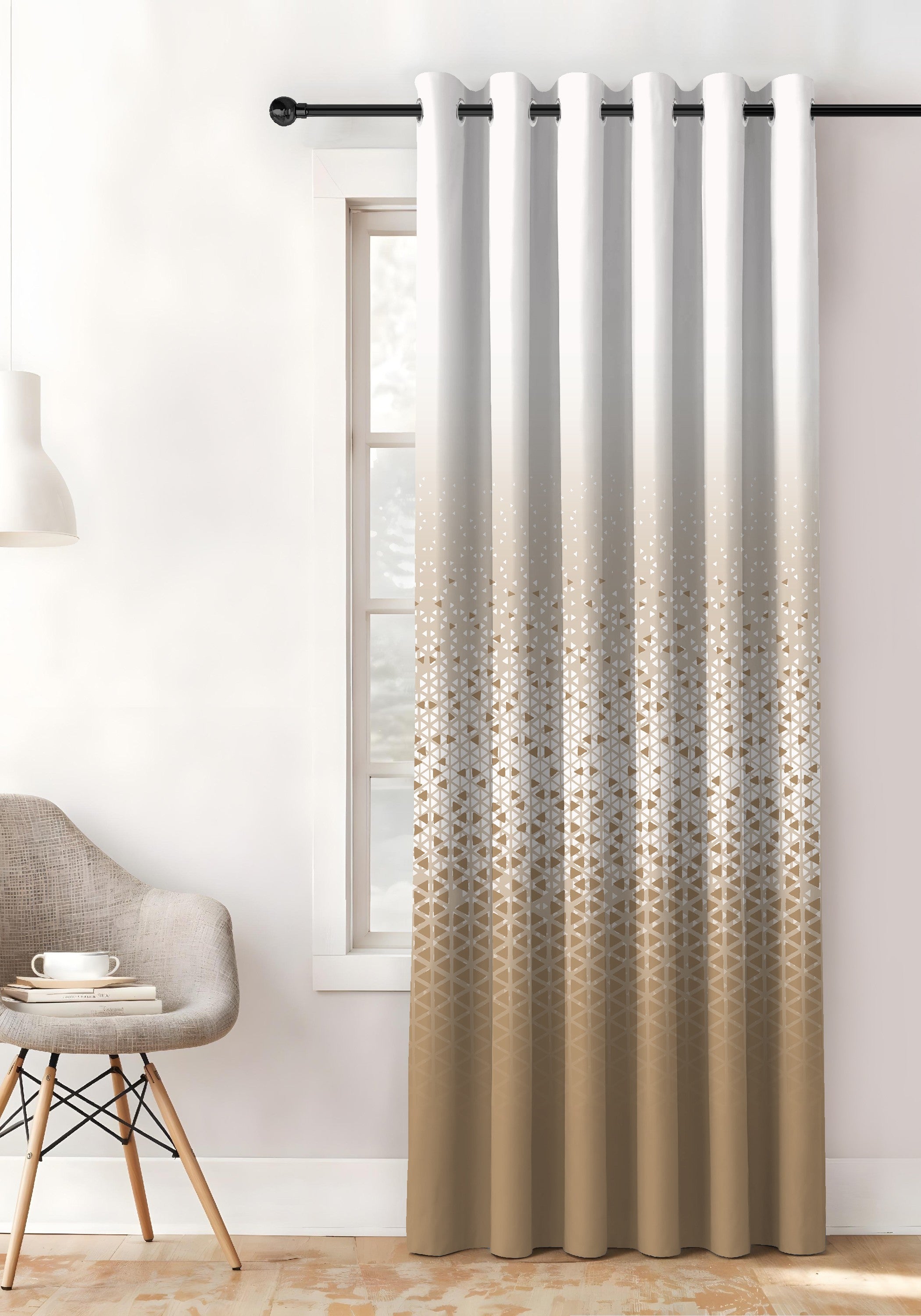NEXUS GOLDEN TAN PRINTED ROOM DARKENING CURTAIN