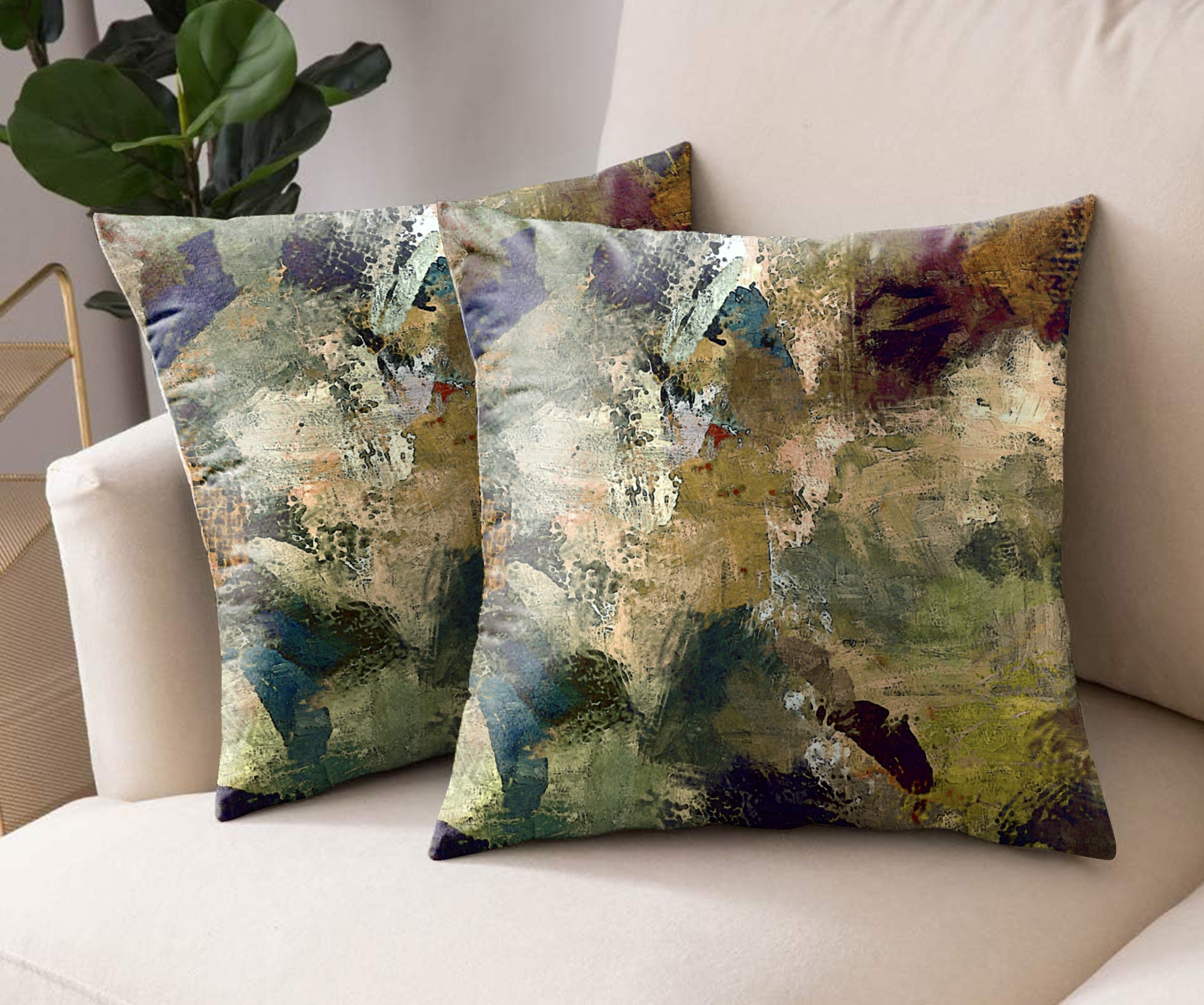 PAJARO GREEN DIGITAL PRINTED CUSHION COVER (Pack of 2)