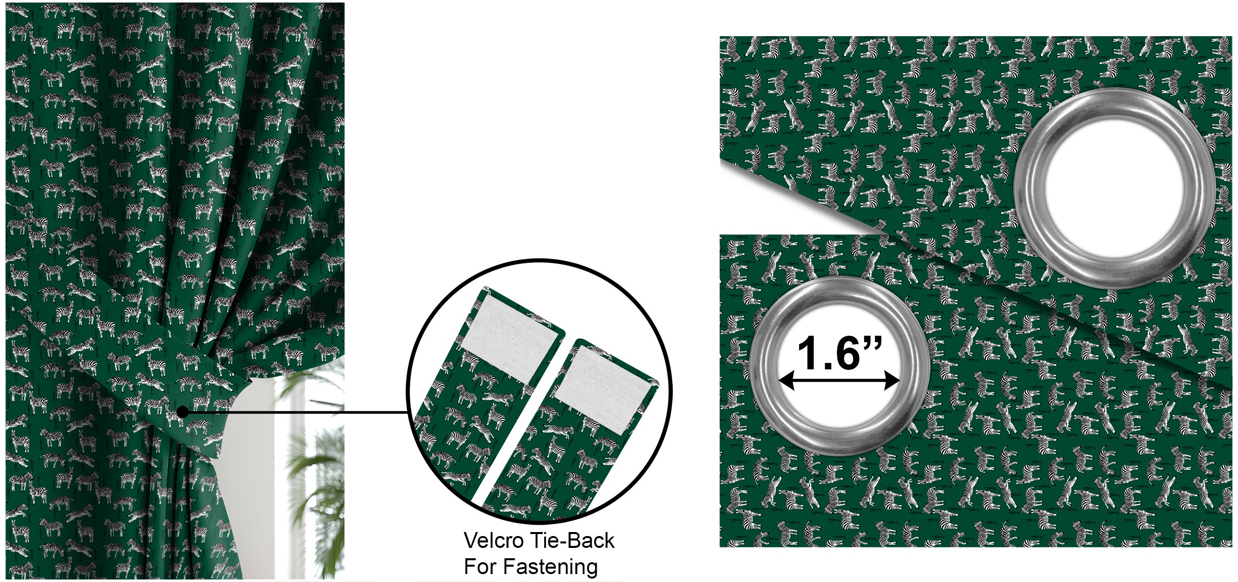Zebra Green Blackout Curtains