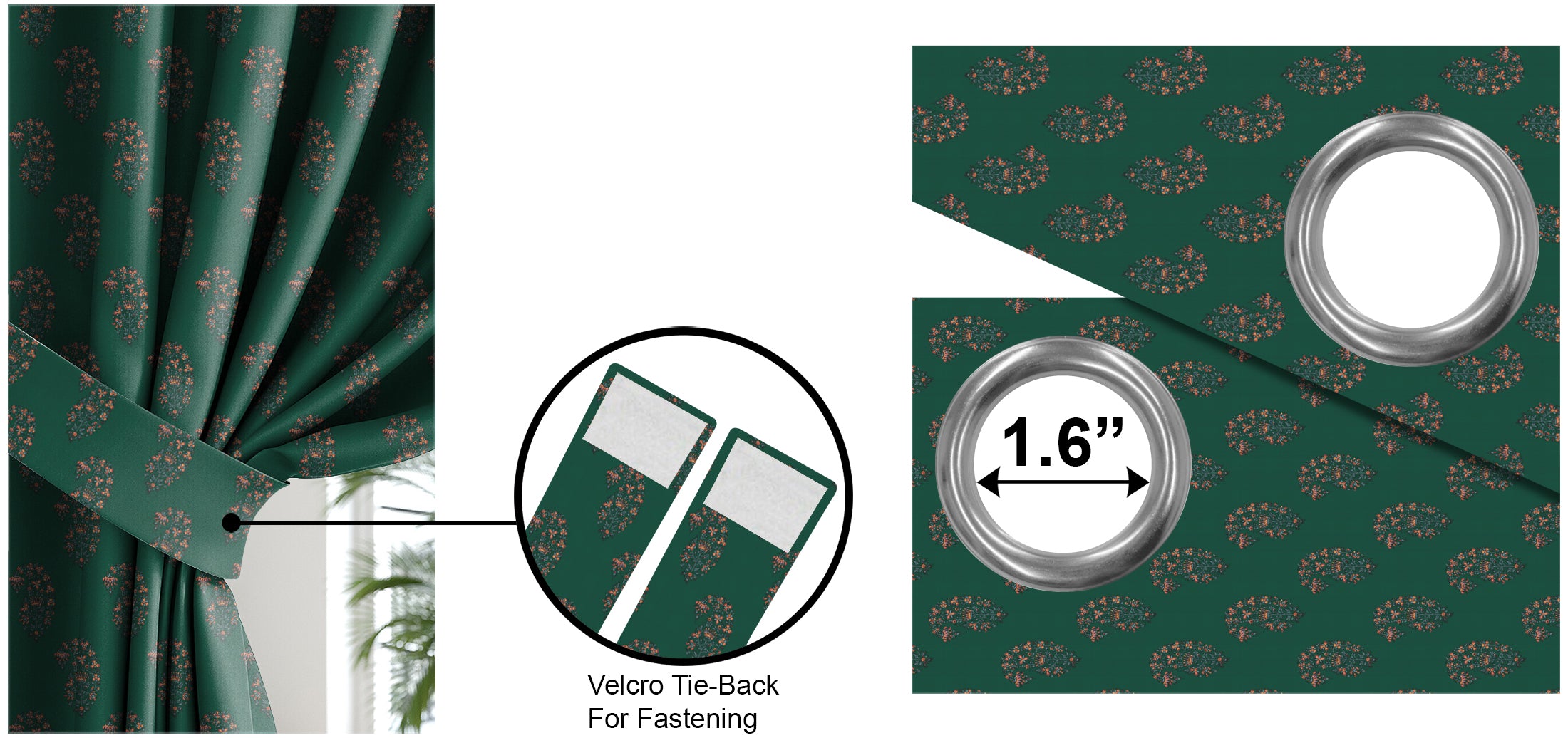 CALYX GREEN PRINTED BLACKOUT CURTAIN