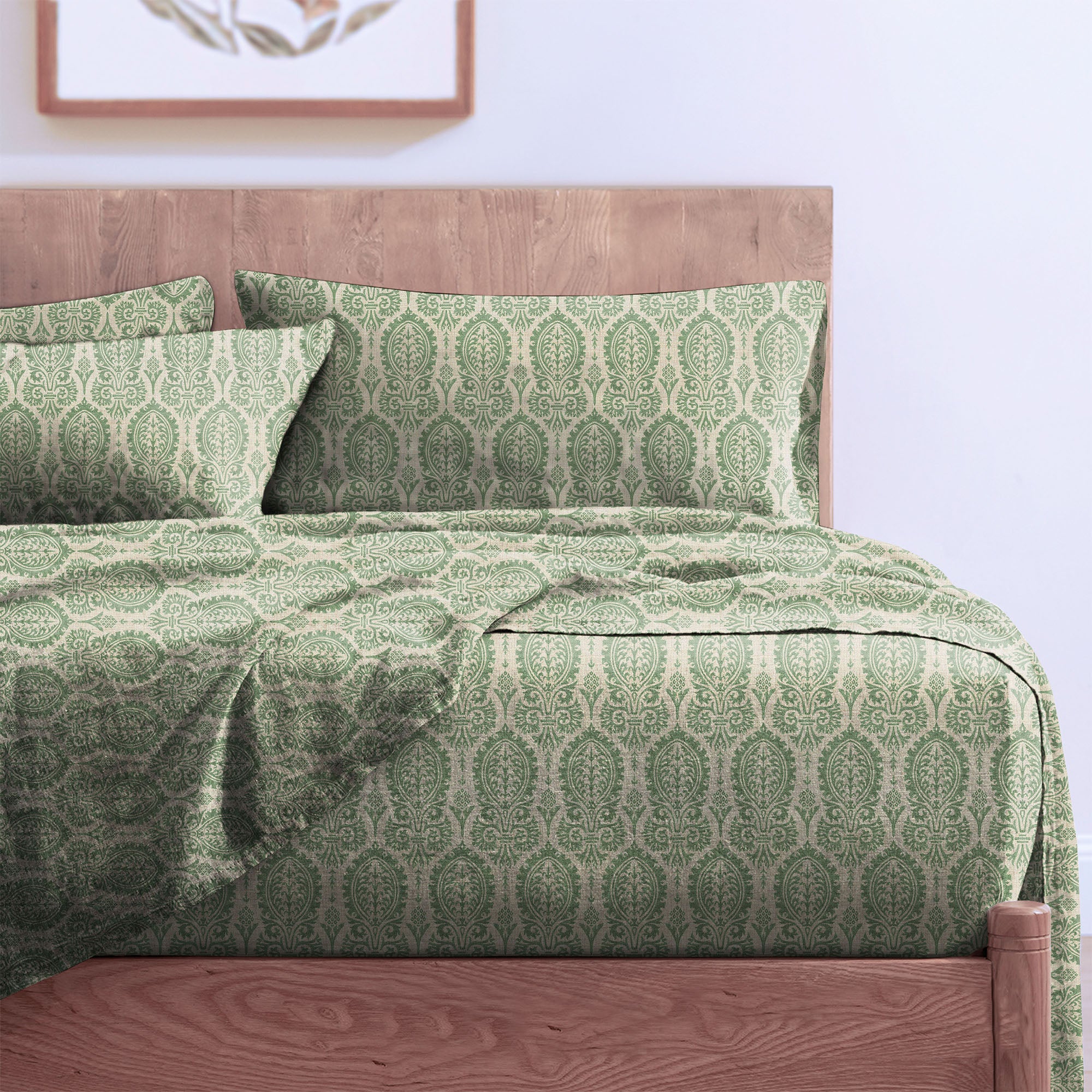 Manchester Greeny Grey Bedcover for Double Bed with 2 Pillow Covers King Size (104" X 90")