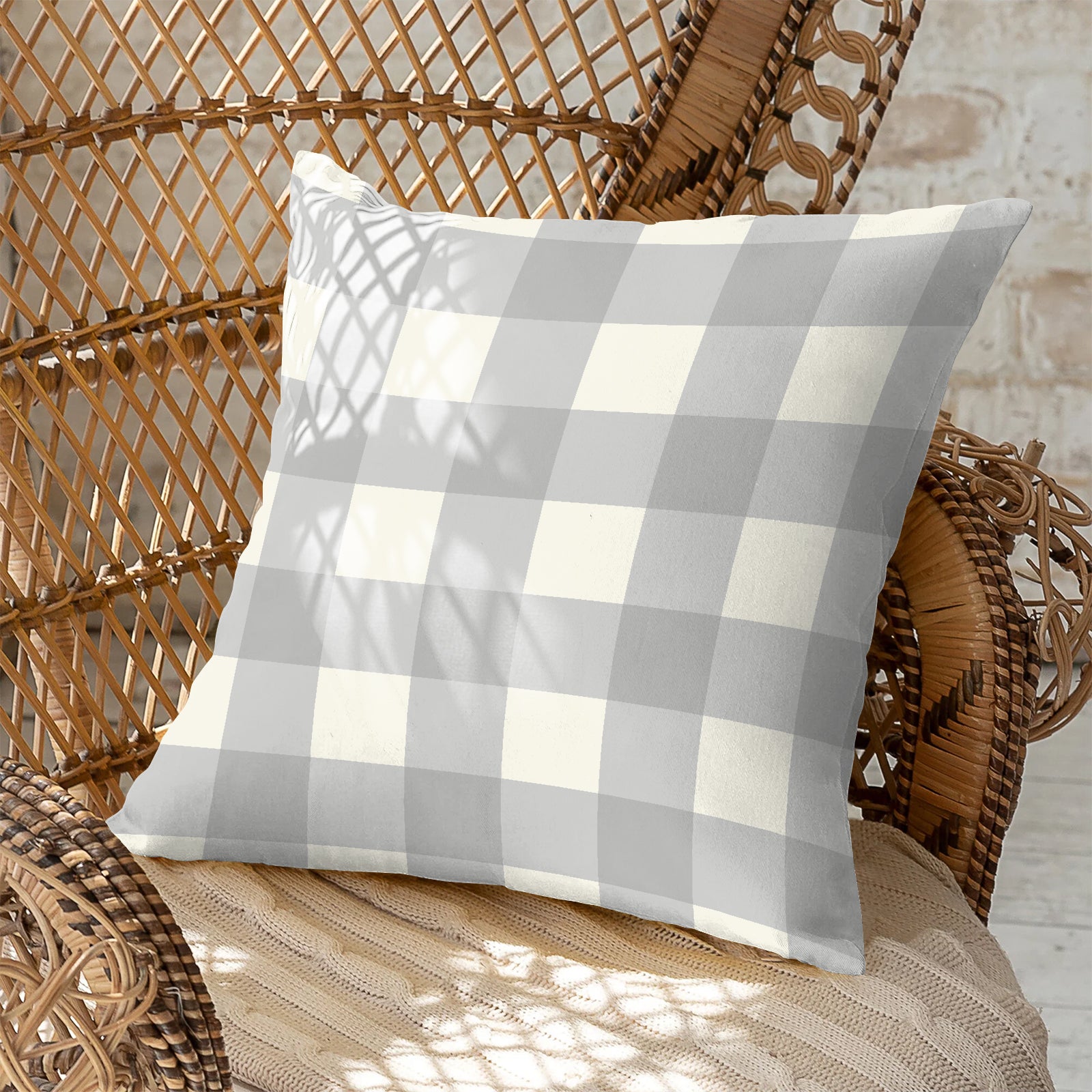 SPRING GALLERY BIG CHECK GREY 16X16 INCH DIGITAL PRINTED CUSHION COVER