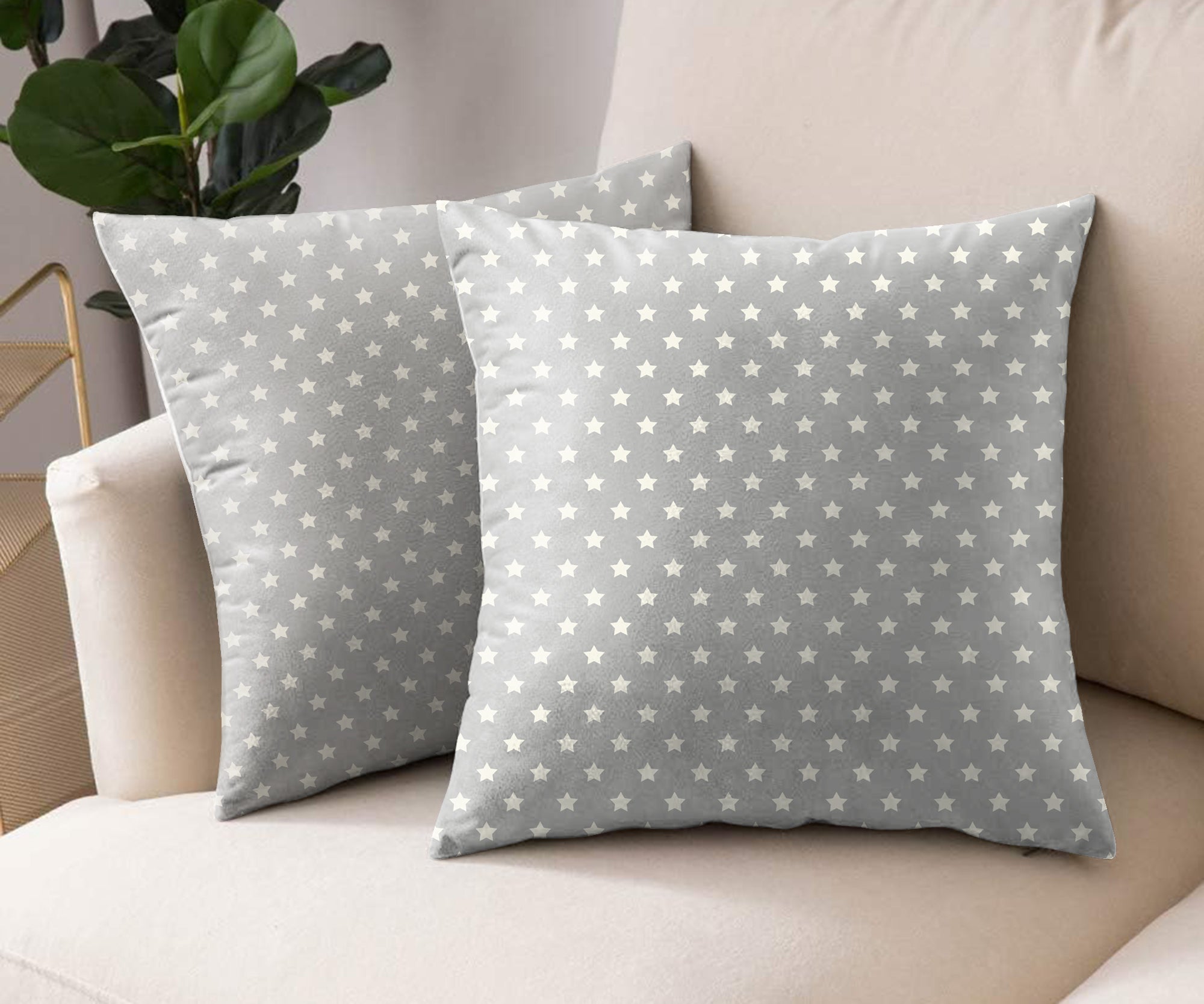 SPRING GALLERY STAR GREY DIGITAL PRINTED CUSHION COVER (Pack of 2)
