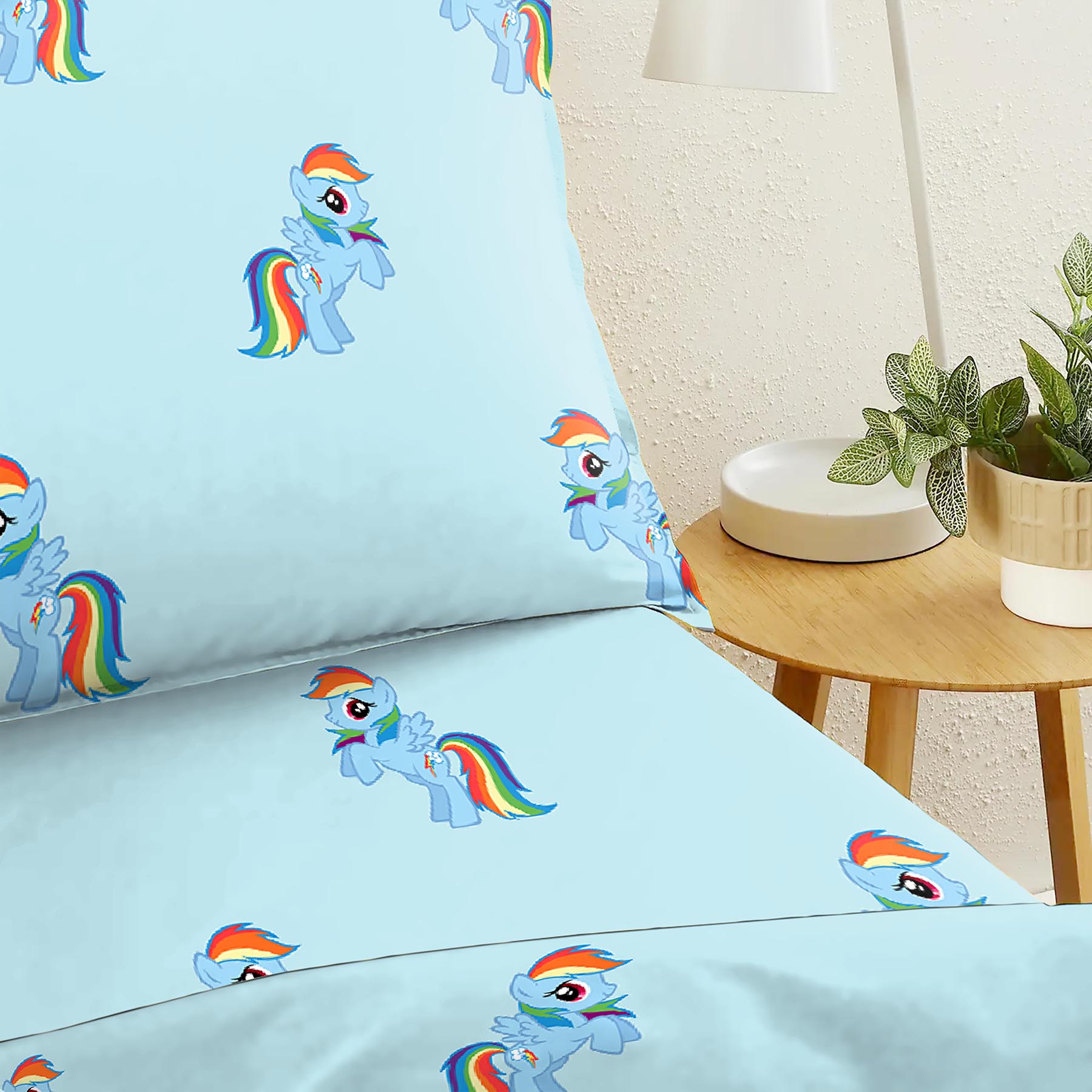 BEDCOVER RAINBOW PONY HAWKES BLUE FOR SINGLE BED WITH PILLOW COVERS KING SIZE (60" X 90")