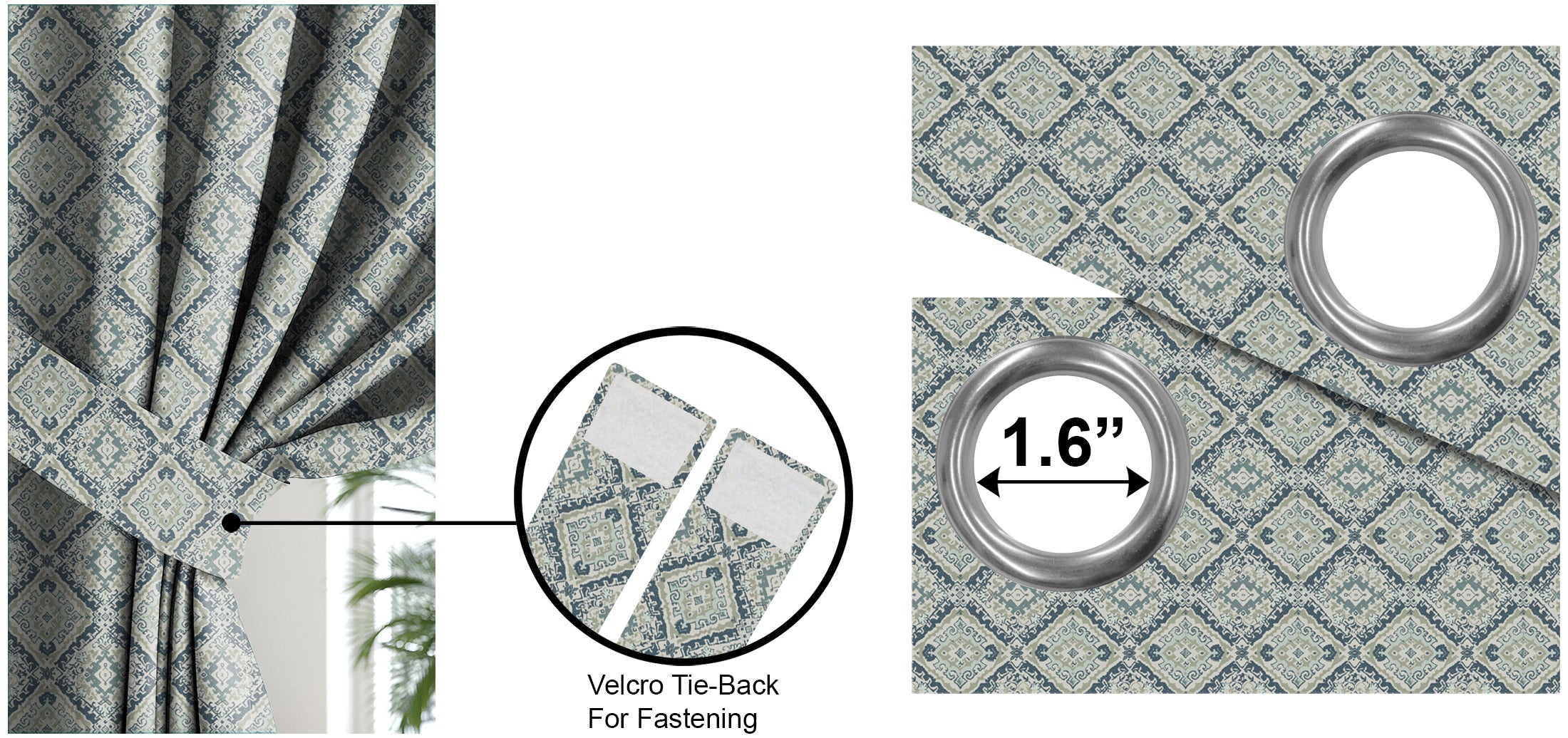 MOROCO INDIGO BLACKOUT CURTAINS