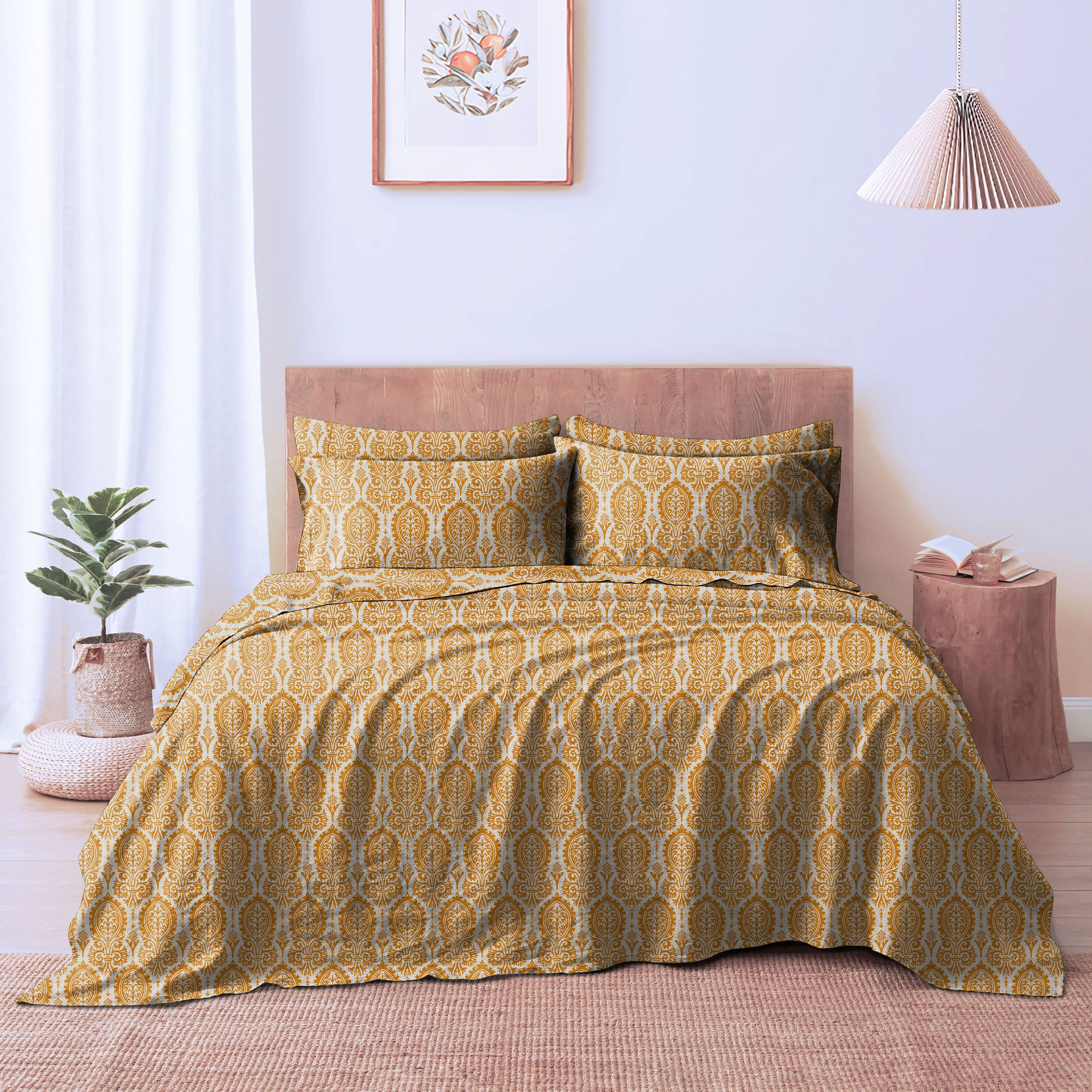 Manchester Indochine Bedcover for Double Bed with 2 Pillow Covers King Size (104" X 90")