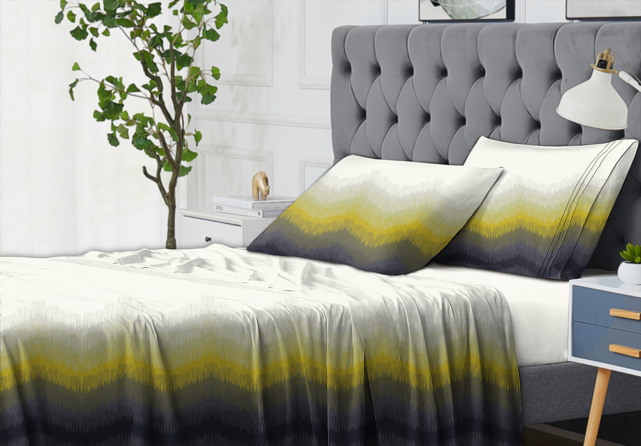 Kudo Lime Bedcover for Double Bed with 2 Pillow Covers King Size (104" X 90") Bedspread