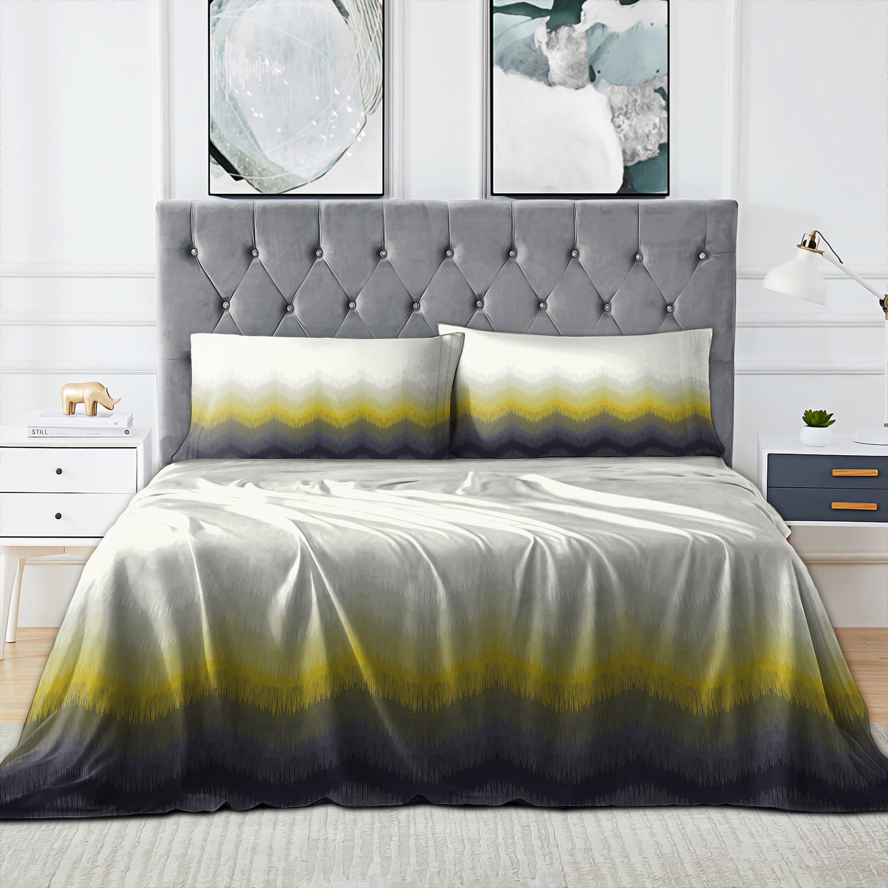 Kudo Lime Bedcover for Double Bed with 2 Pillow Covers King Size (104" X 90") Bedspread