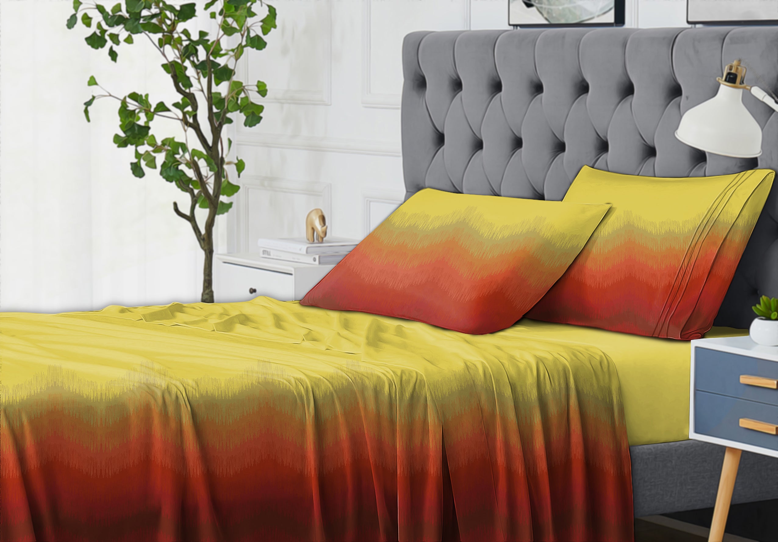 Kudo Red Bedcover for Double Bed with 2 Pillow Covers King Size (104" X 90") Bedspread