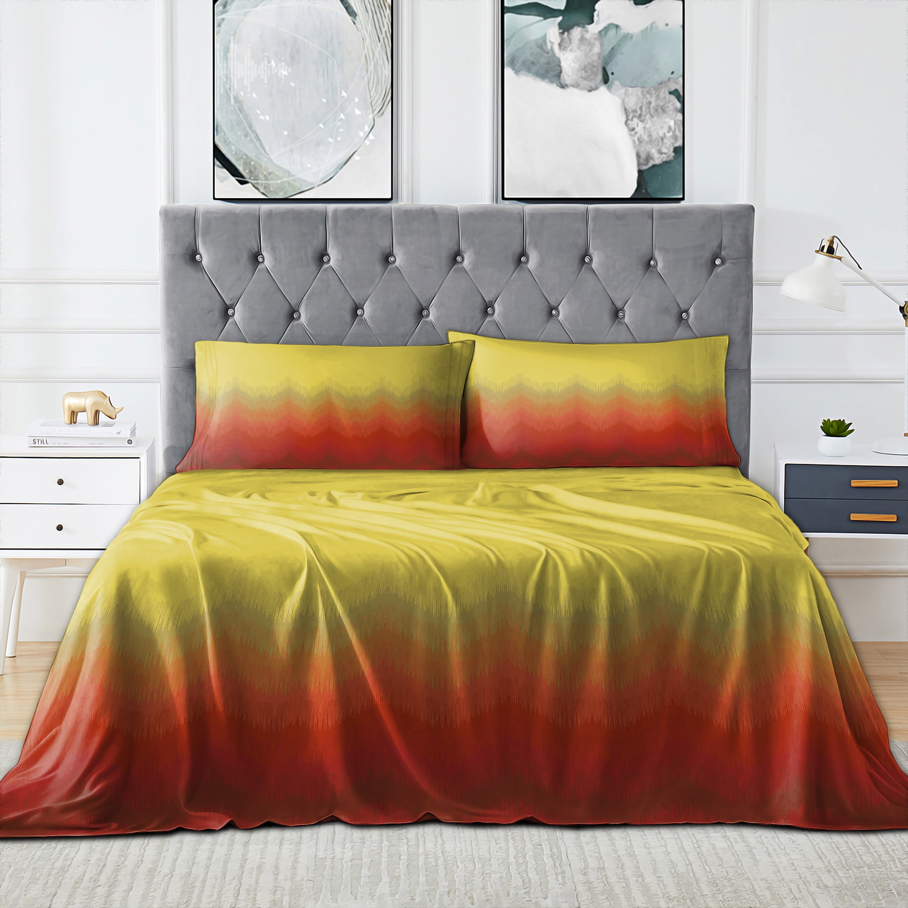 Kudo Red Bedcover for Double Bed with 2 Pillow Covers King Size (104" X 90") Bedspread