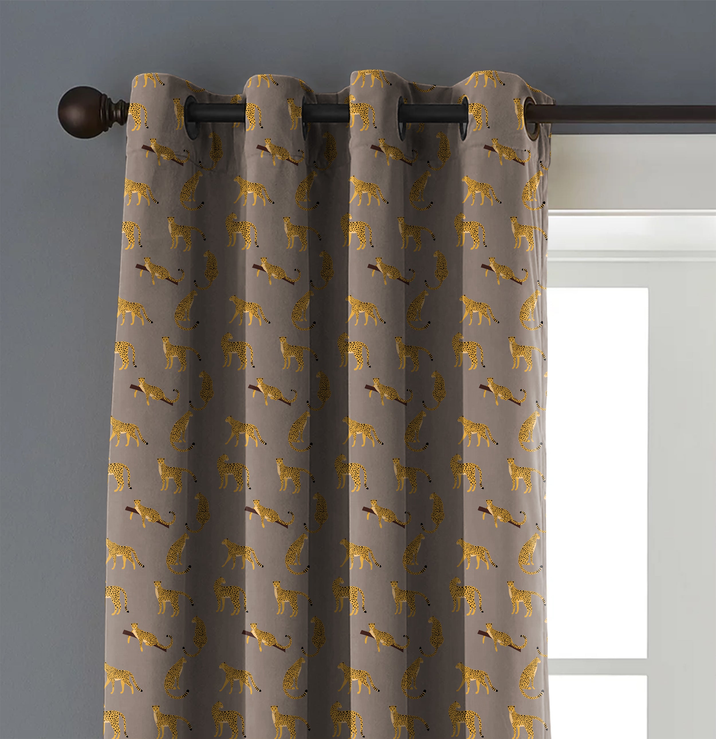 Leopard L Brown Blackout Curtains