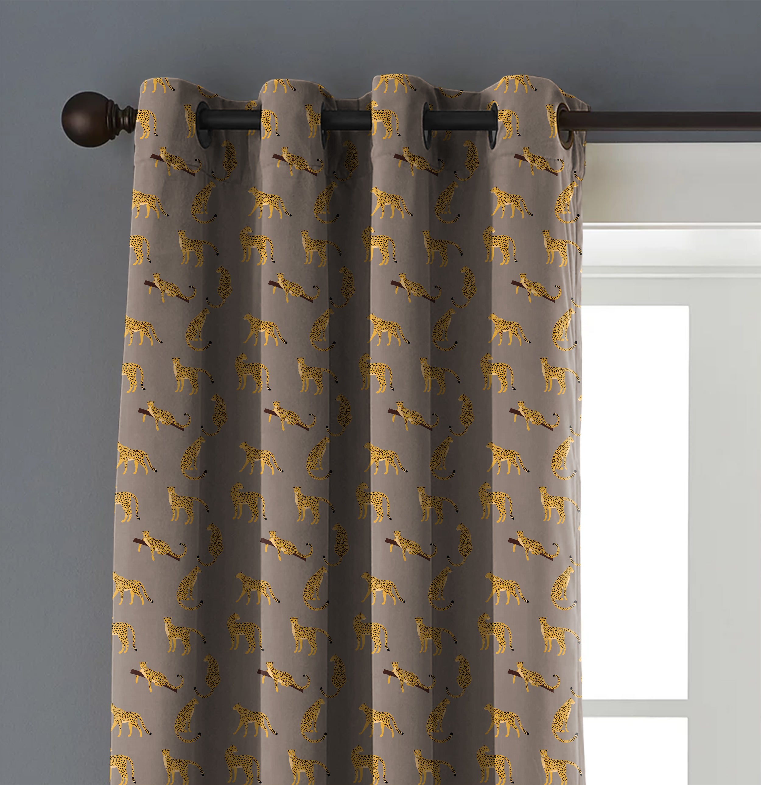 Leopard L Brown Blackout Curtain