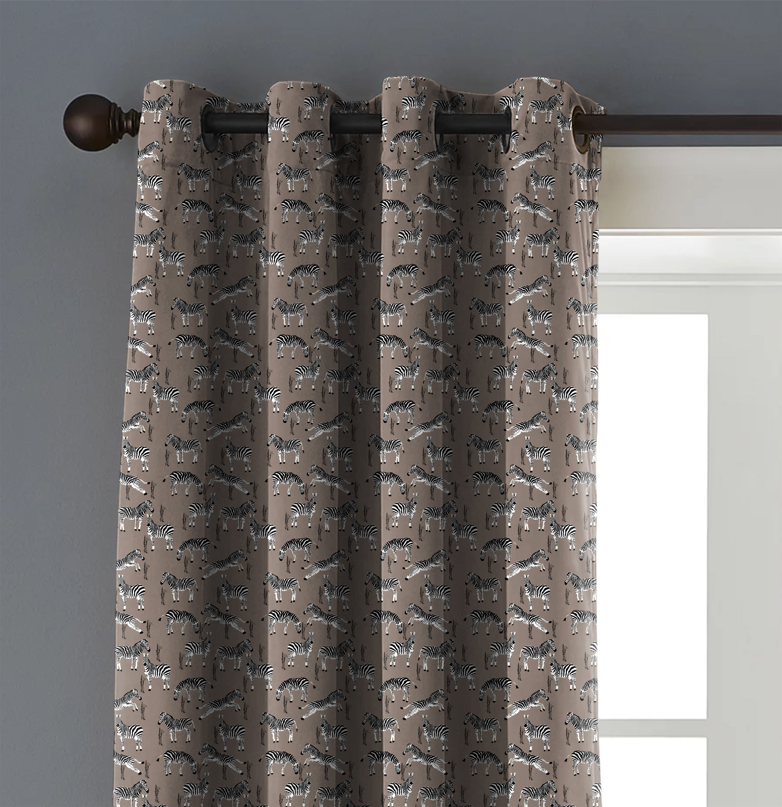Zebra L Brown Blackout Curtains