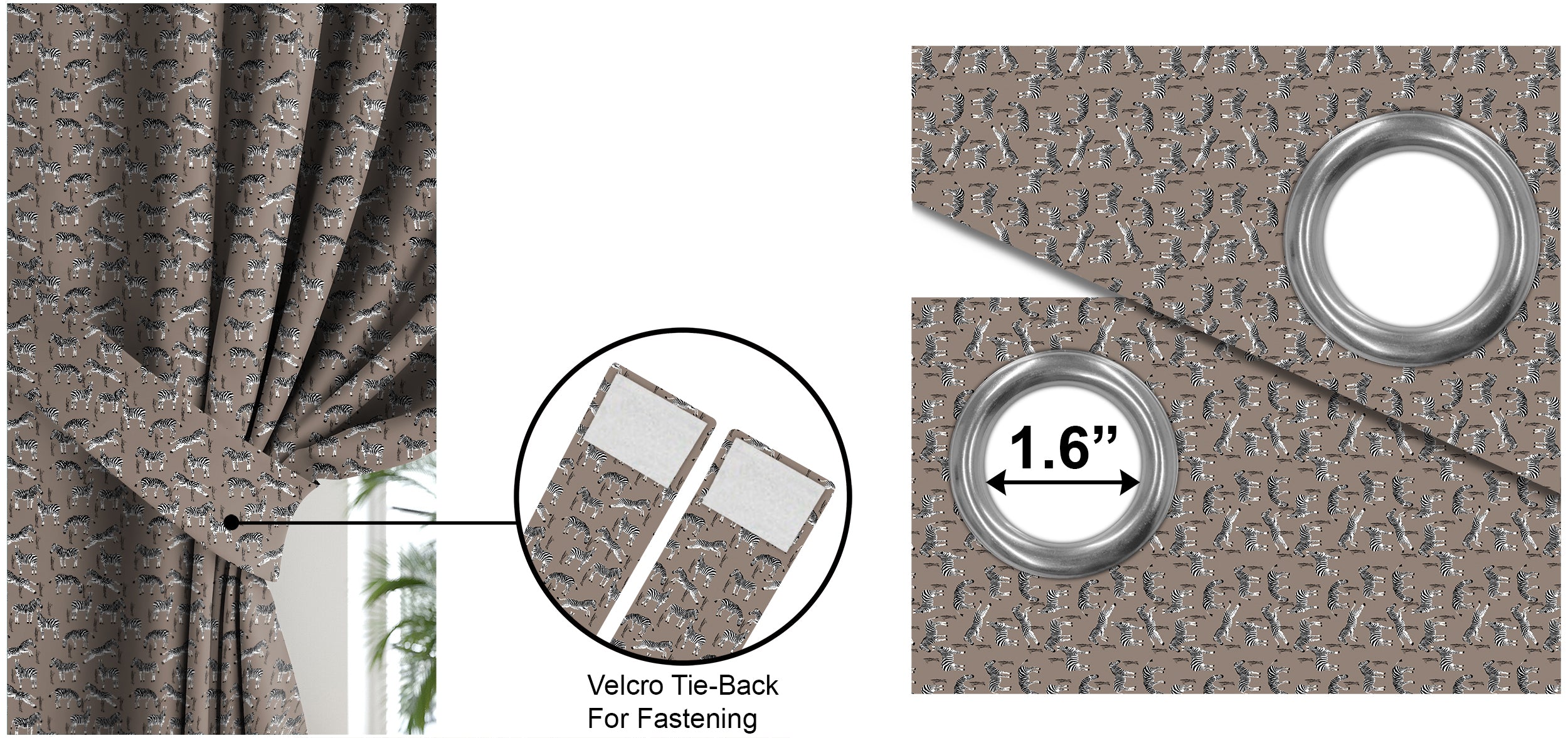 Zebra L Brown Blackout Curtains