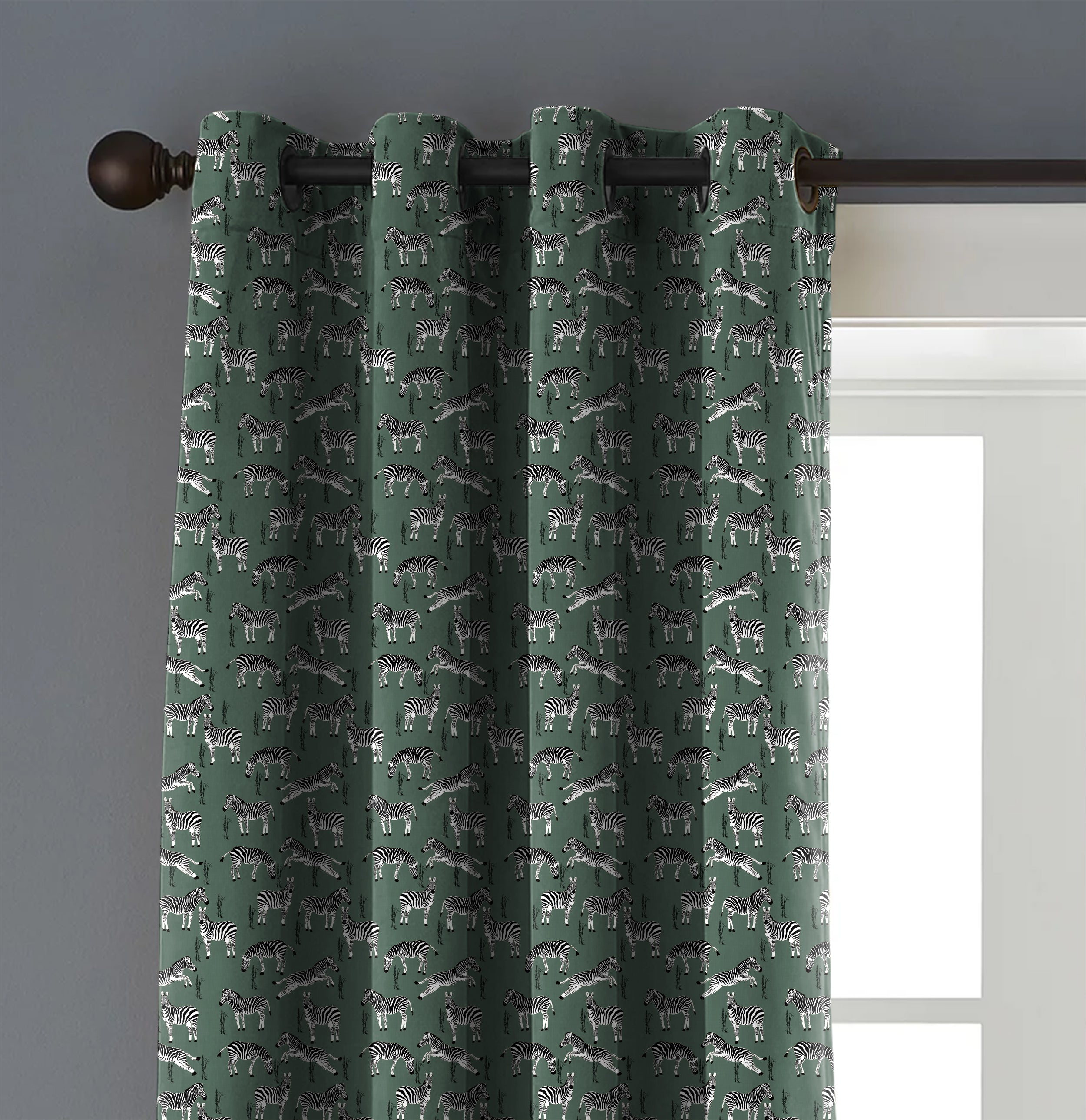 Zebra L Green Blackout Curtains