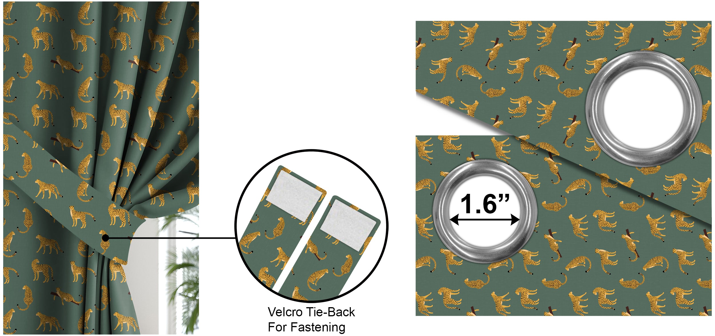 Leopard L Green Blackout Curtains