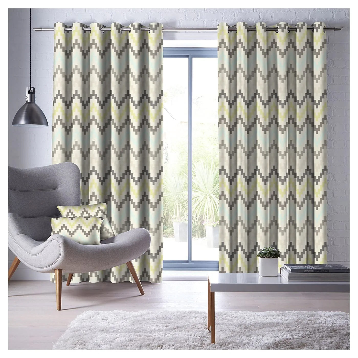 DYKE LIME CURTAIN BLACKOUT PRINTED