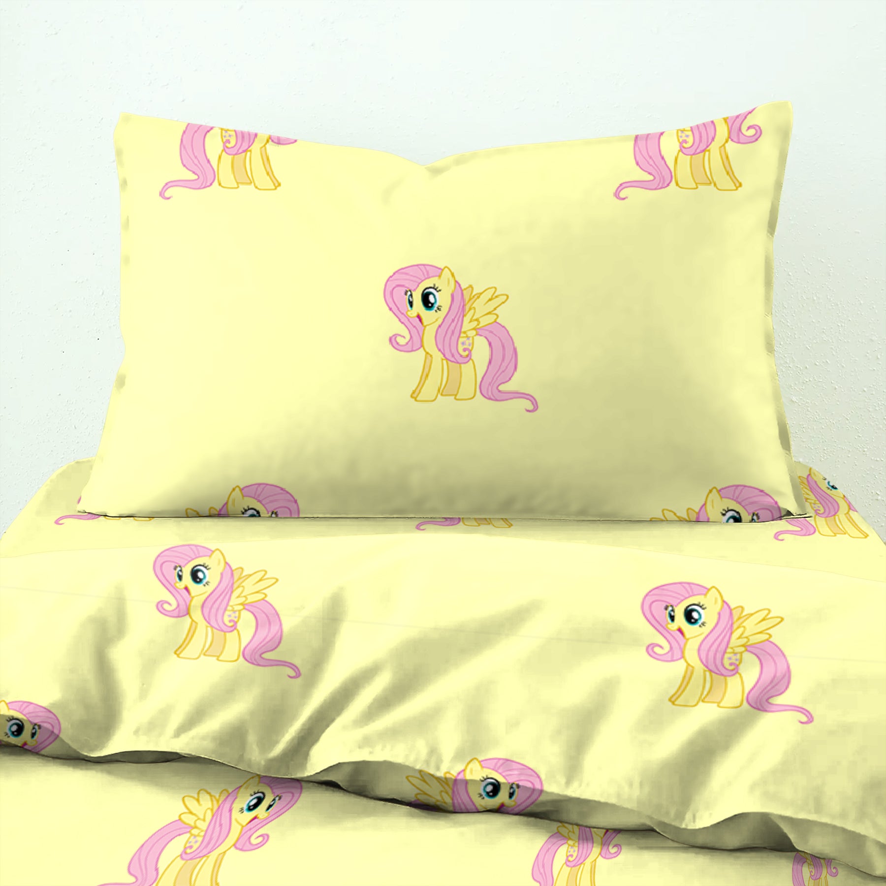 Bedcover Fluttershy Light Beige for Single Bed with Pillow Covers King Size (60" X 90")