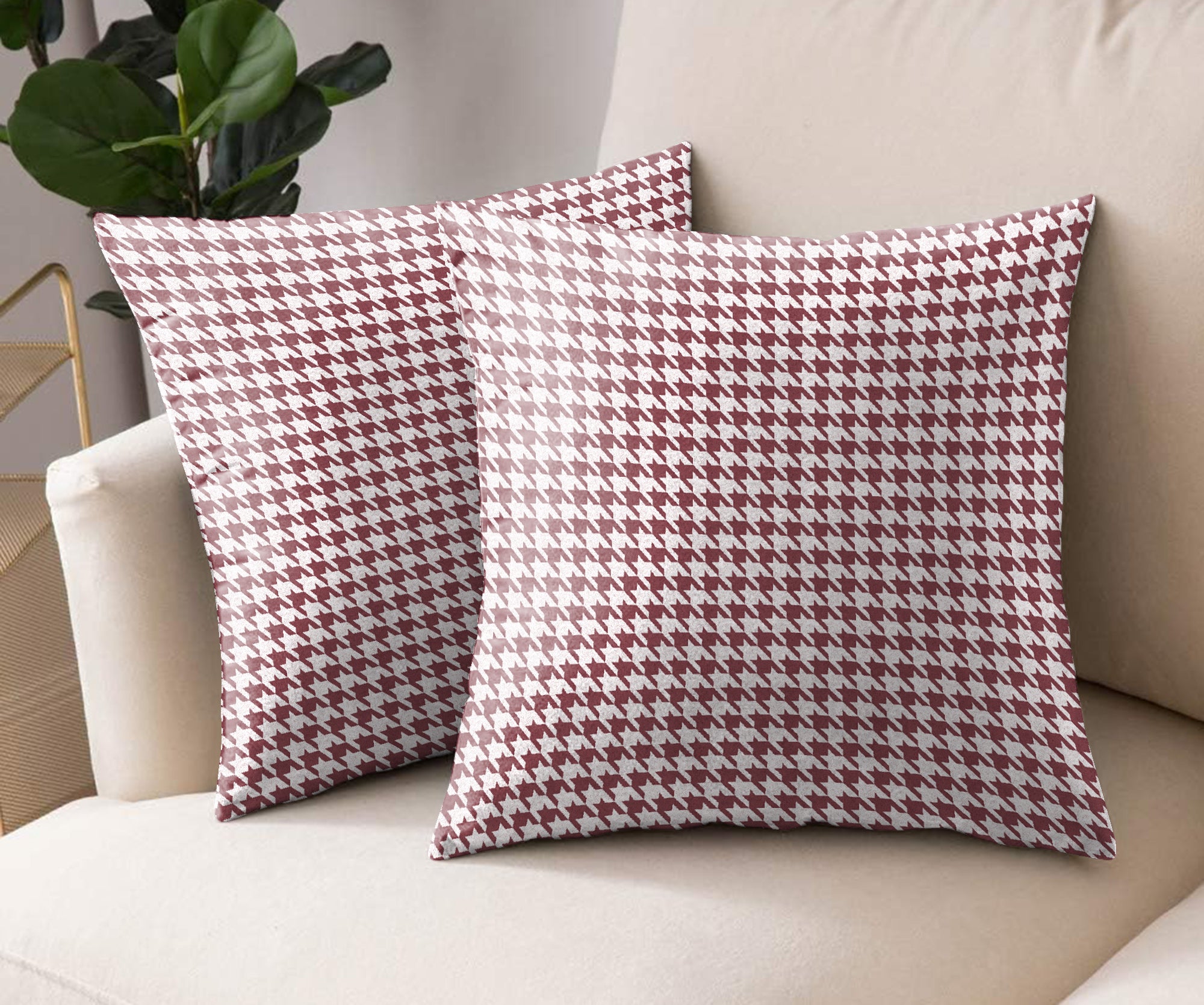 HOUNDSTOOTH M-PINK (16X16 INCH) DIGITAL PRINTED CUSHION COVER