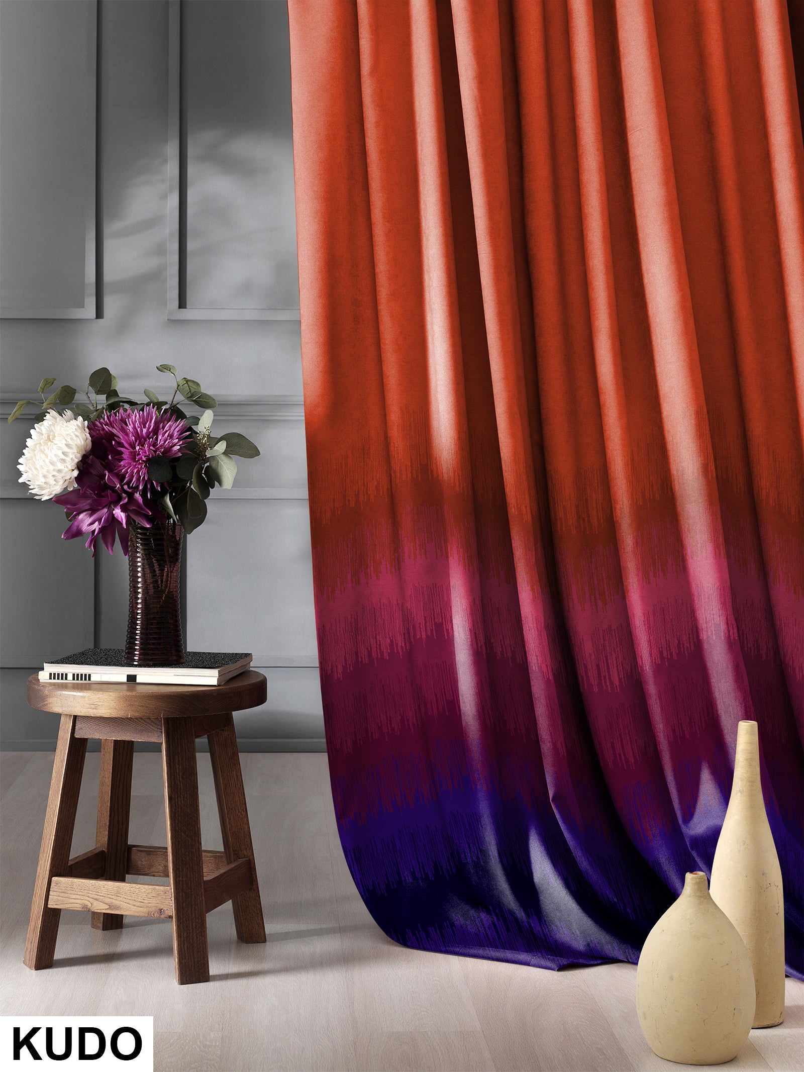 KUDO MAROON CURTAINS BLACKOUT PRINTED