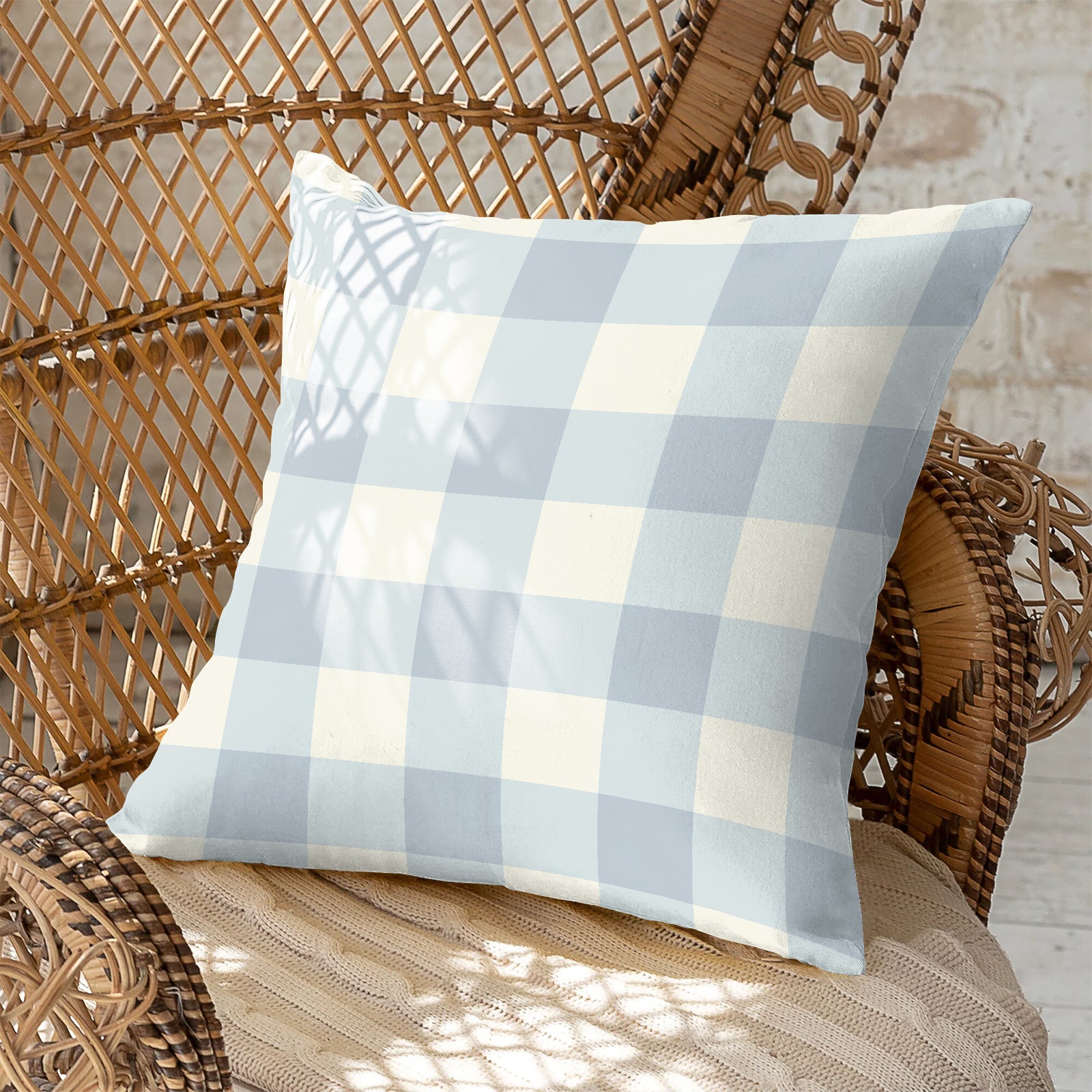 SPRING GALLERY BIG CHECK METALLIC SILVER DIGITAL PRINTED CUSHION COVER (Pack of 2)