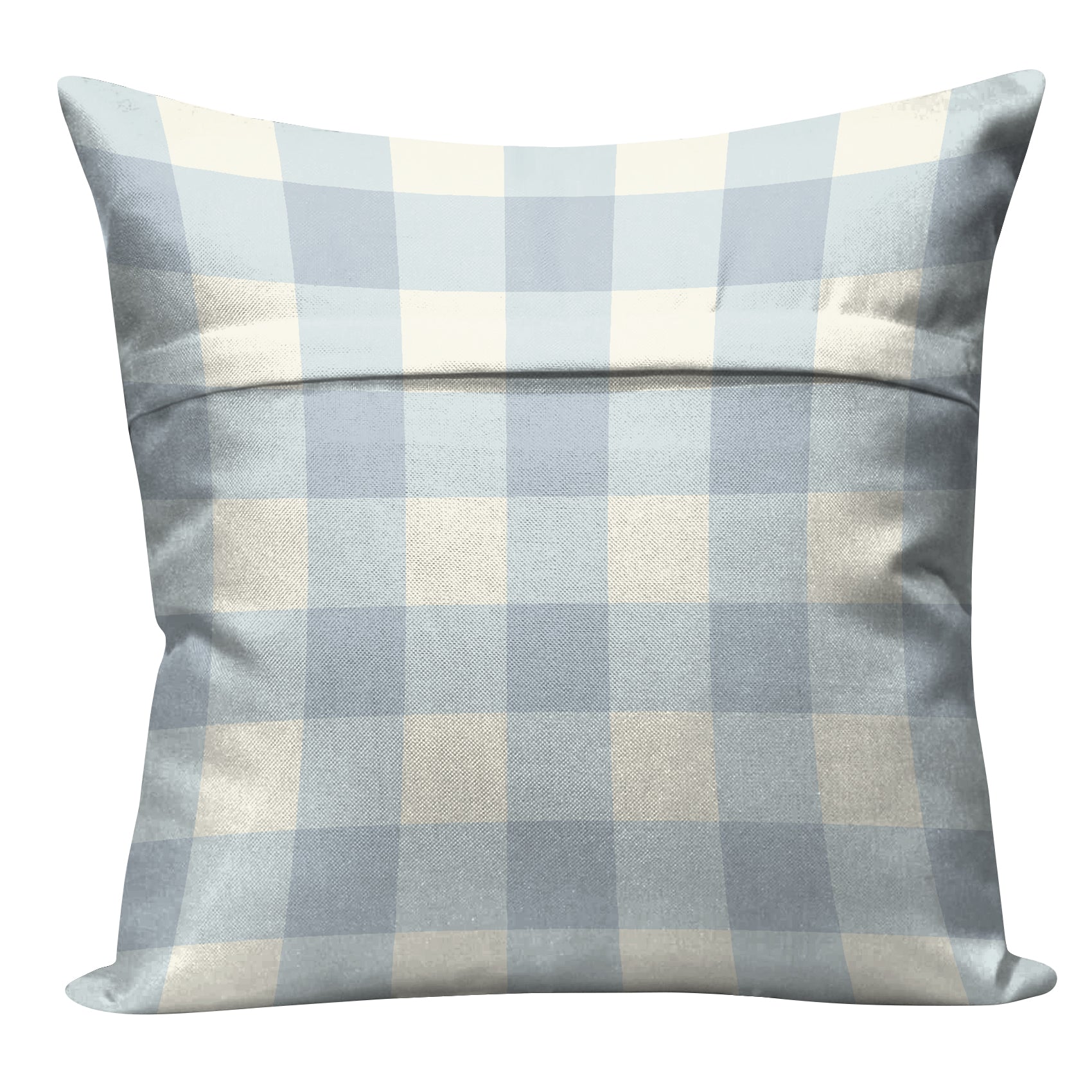 SPRING GALLERY BIG CHECK METALLIC SILVER DIGITAL PRINTED CUSHION COVER (Pack of 2)