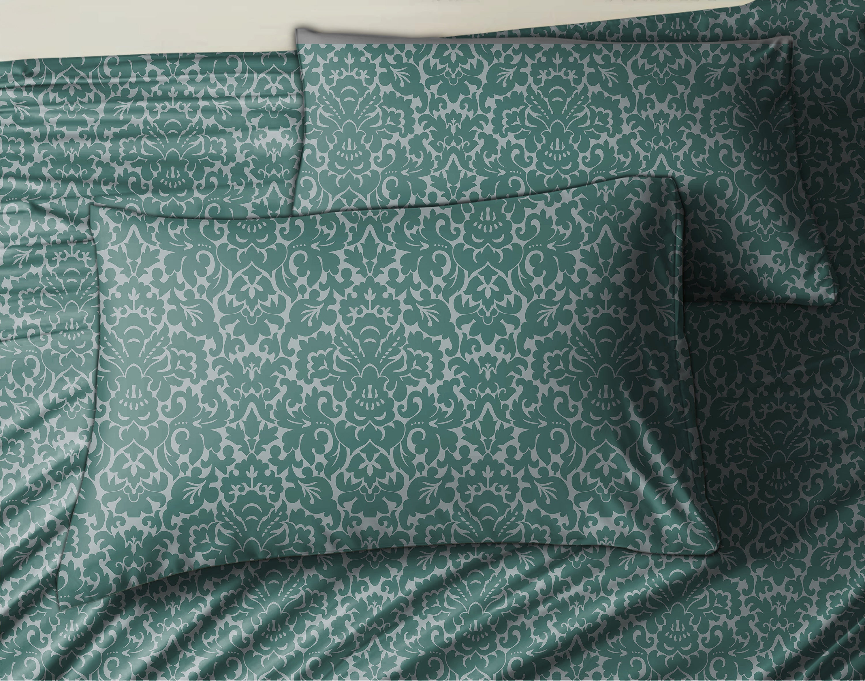 Casableu Microfiber Sydney Mineral Green Bedcover for Double Bed with 2 Pillow Covers King Size (104" X 90")