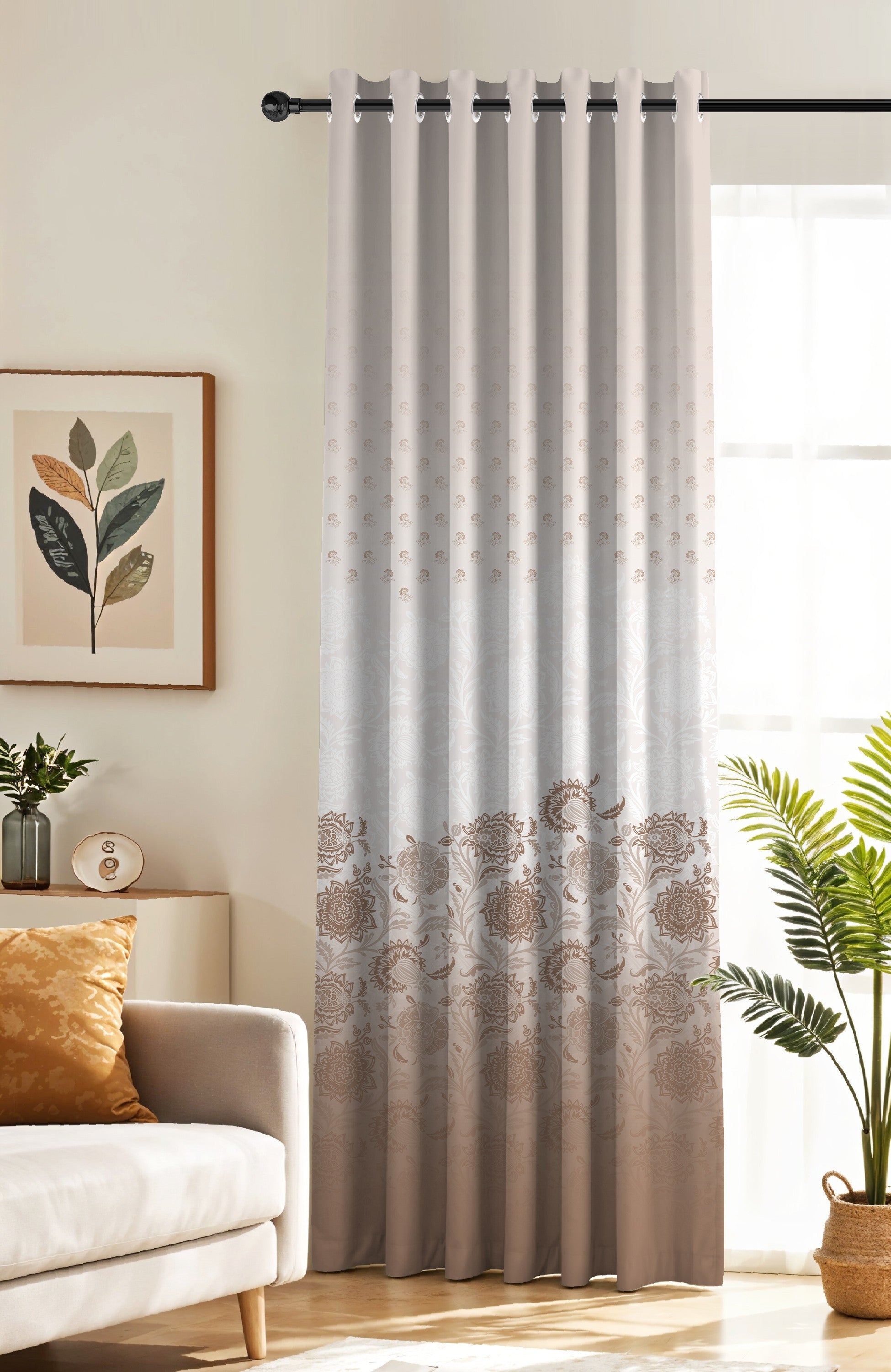BOTANICA MINK PRINTED ROOM DARKENING CURTAIN