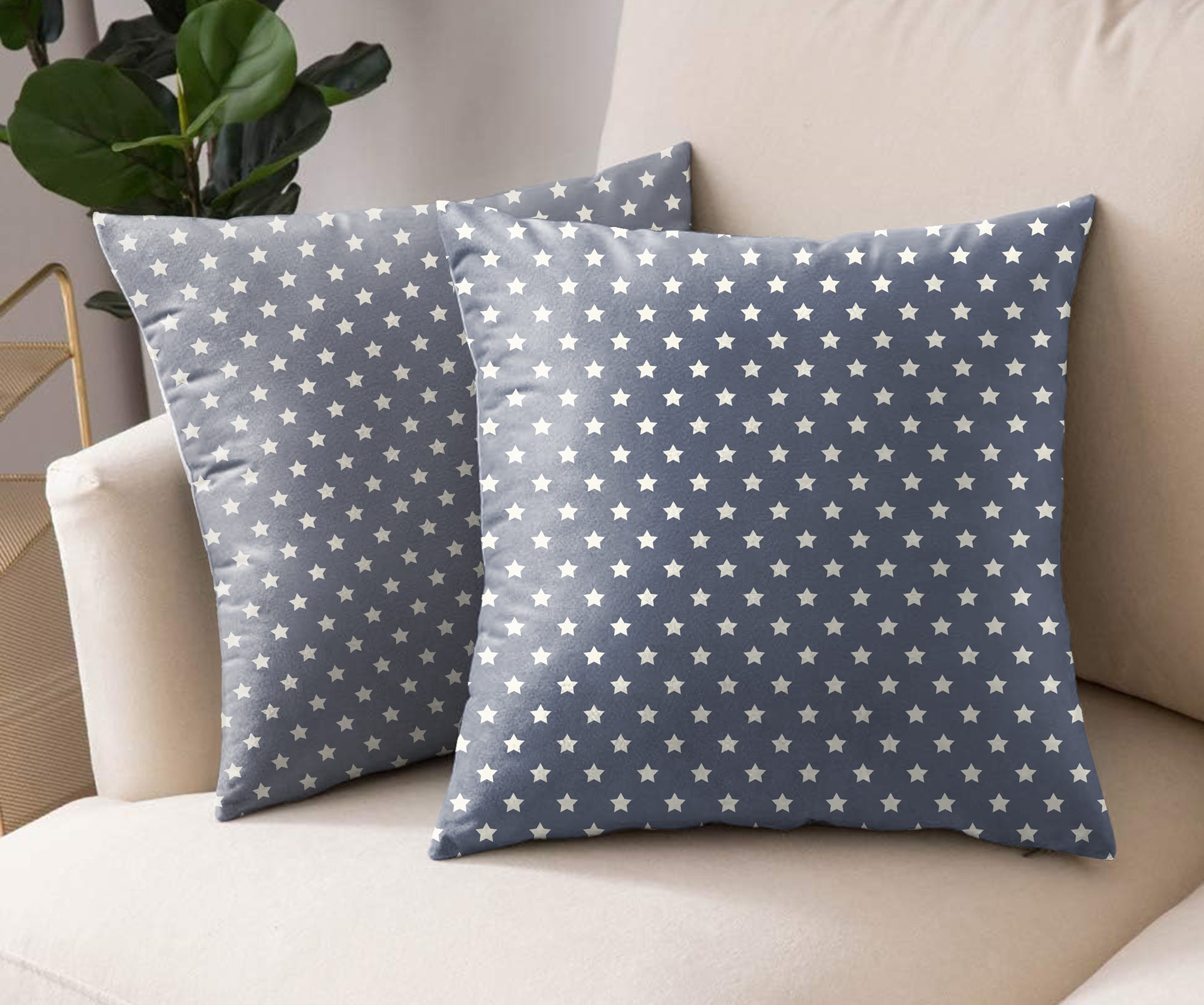 SPRING GALLERY STAR MIST BLUE DIGITAL PRINTED CUSHION COVER (Pack of 2)