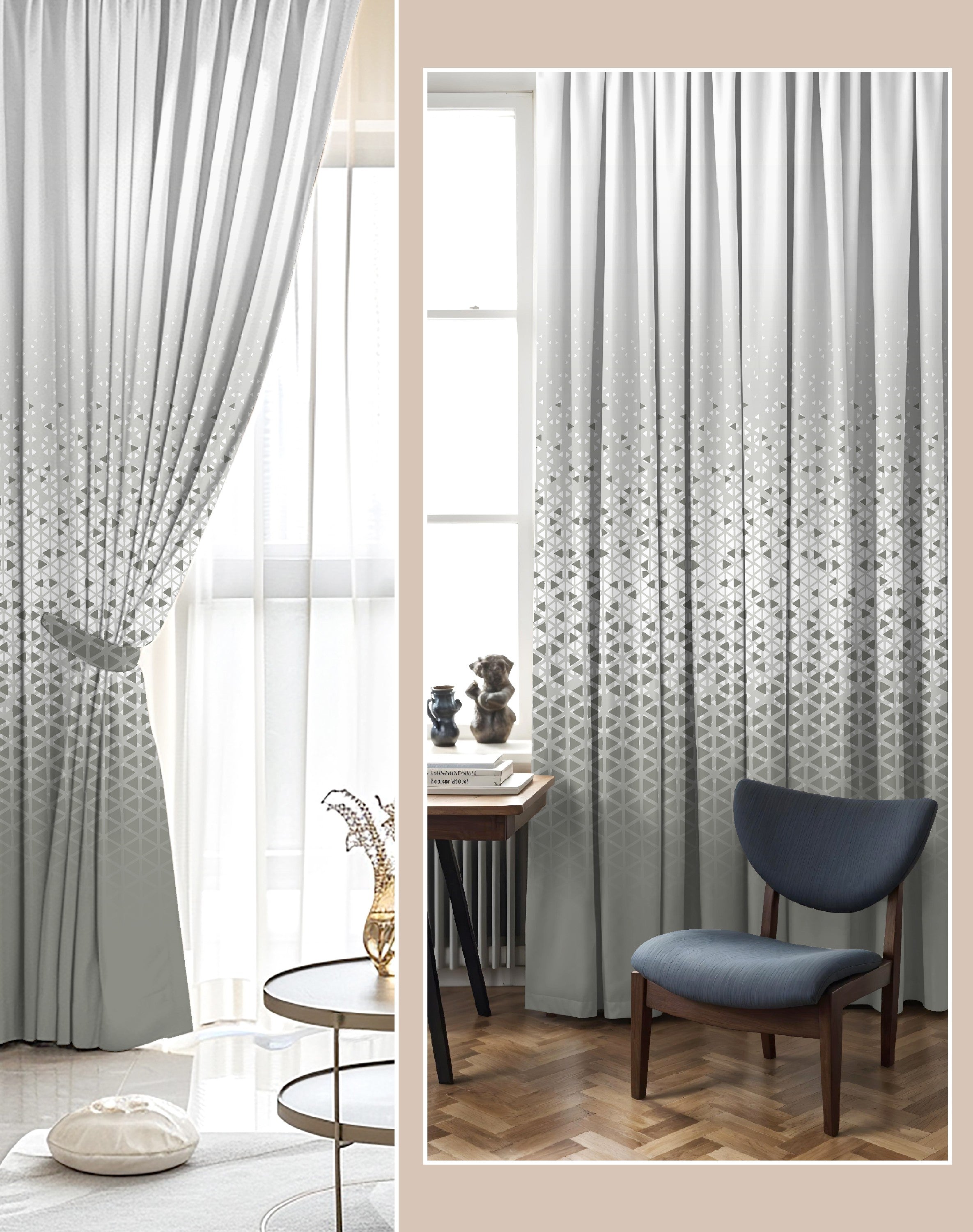 NEXUS MIST GREY PRINTED ROOM DARKENING CURTAIN