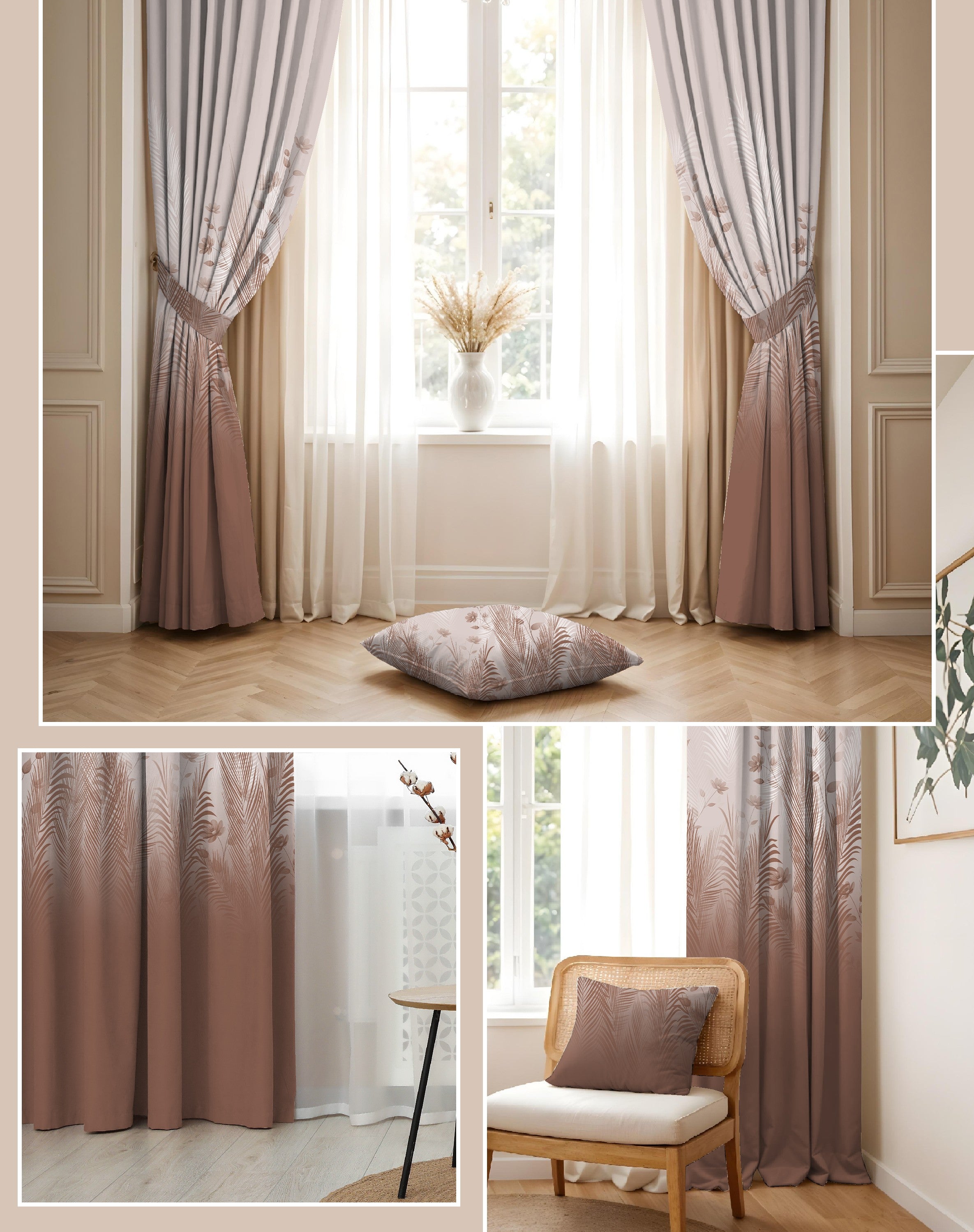 PASTORA MOCHA PRINTED ROOM DARKENING CURTAIN