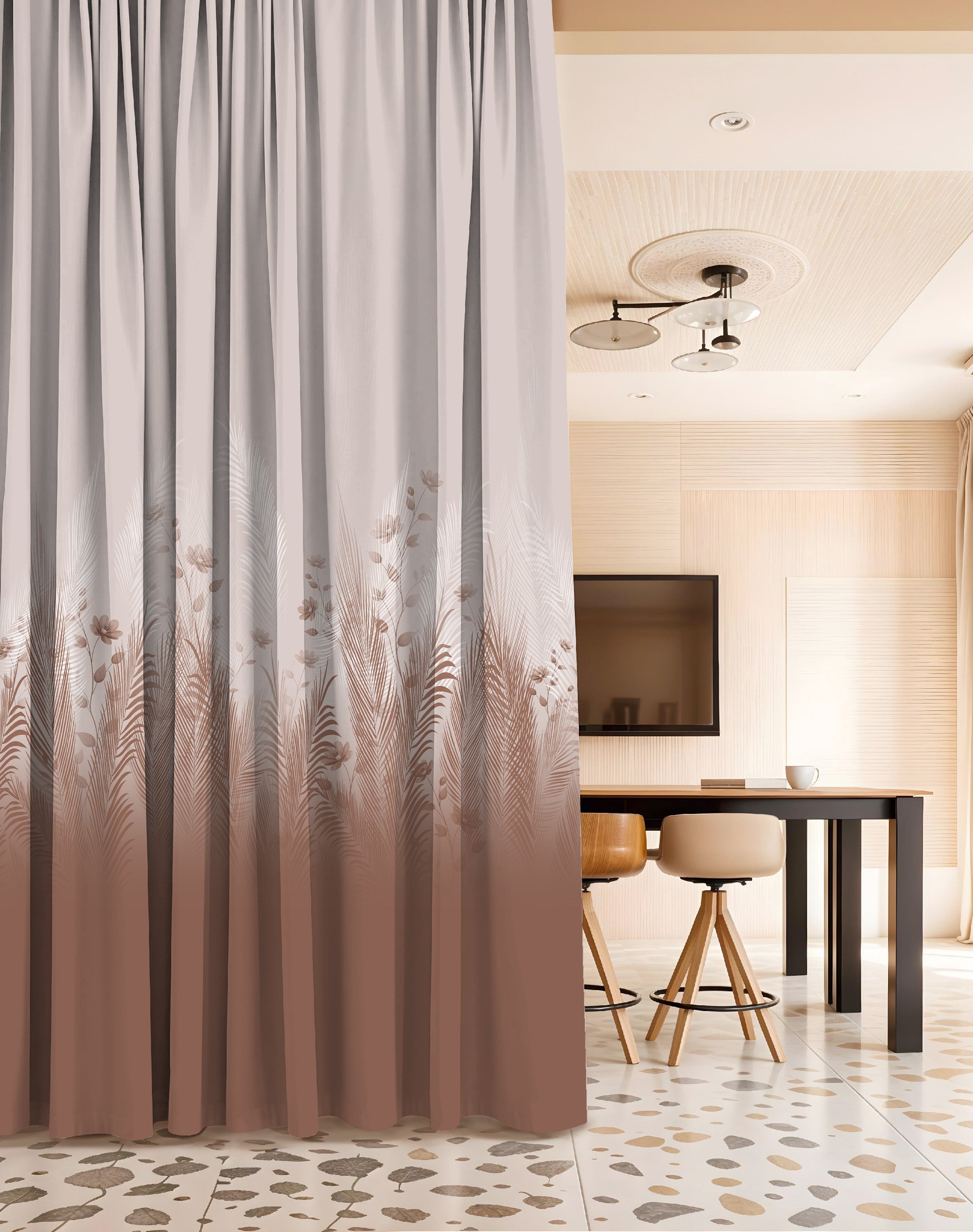 PASTORA MOCHA PRINTED ROOM DARKENING CURTAIN