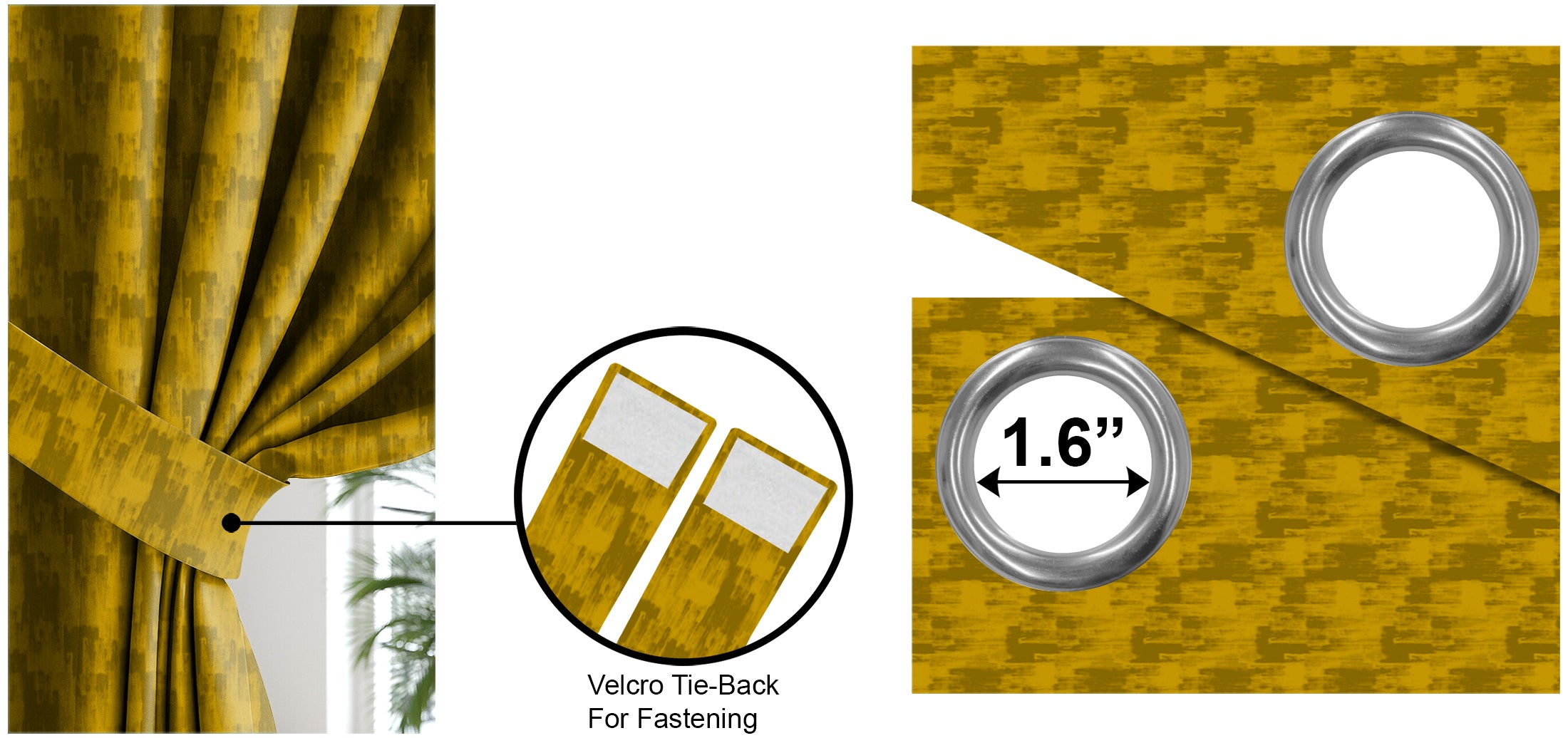 FUJI MUSTARD PRINTED BLACKOUT CURTAIN