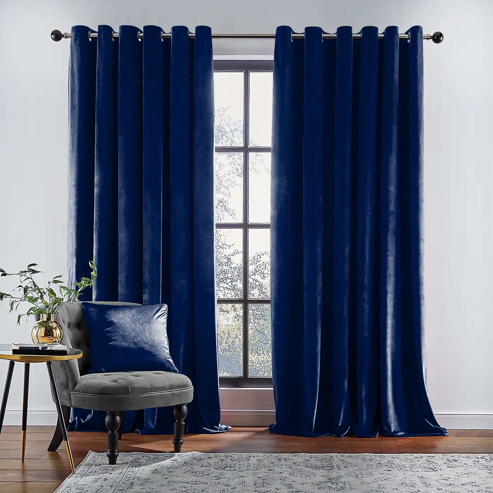 RAINBOW VELVET NAVY BLUE CURTAINS