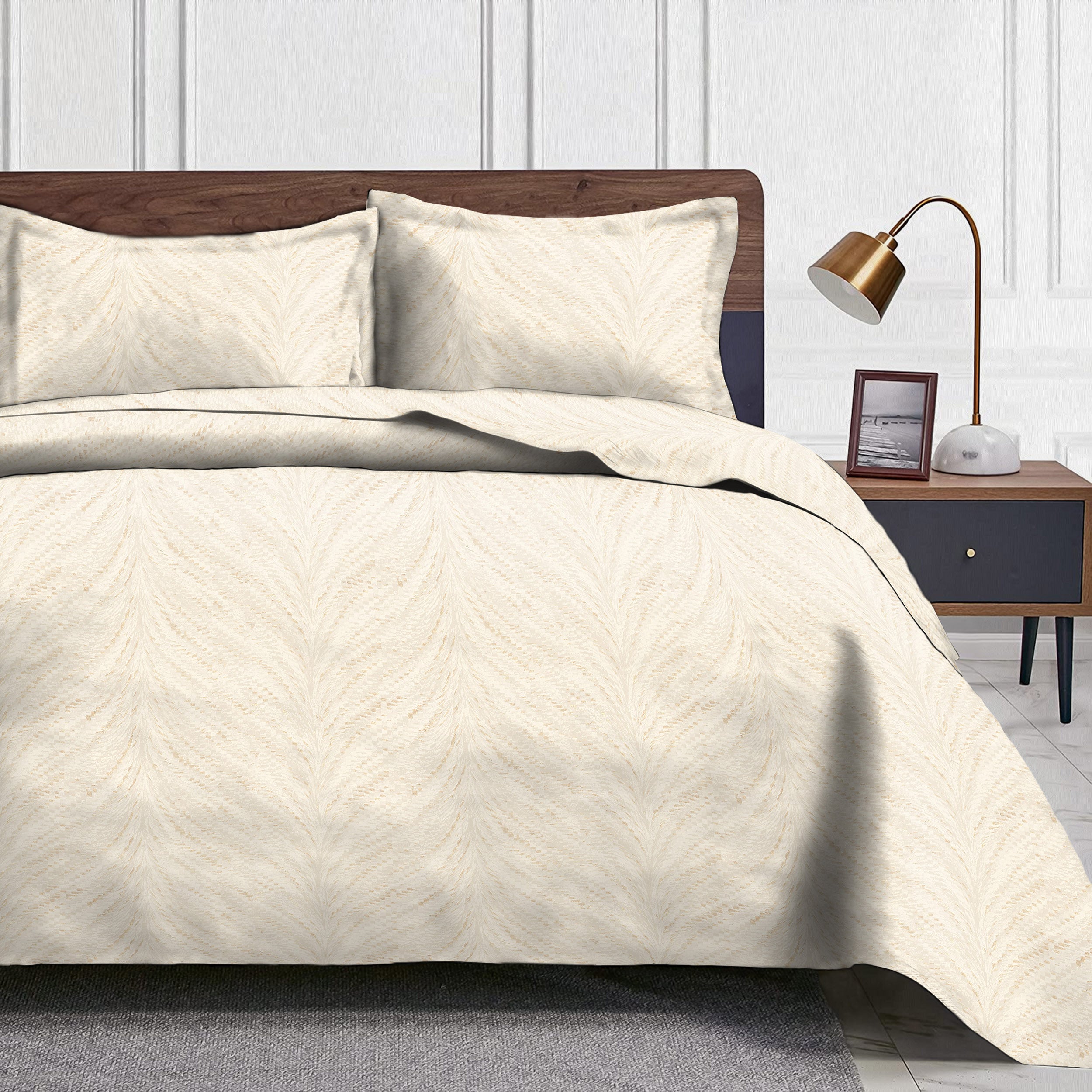 Luxor Natural Bedcover for Double Bed with 2 PillowCovers King Size (104" X 90")