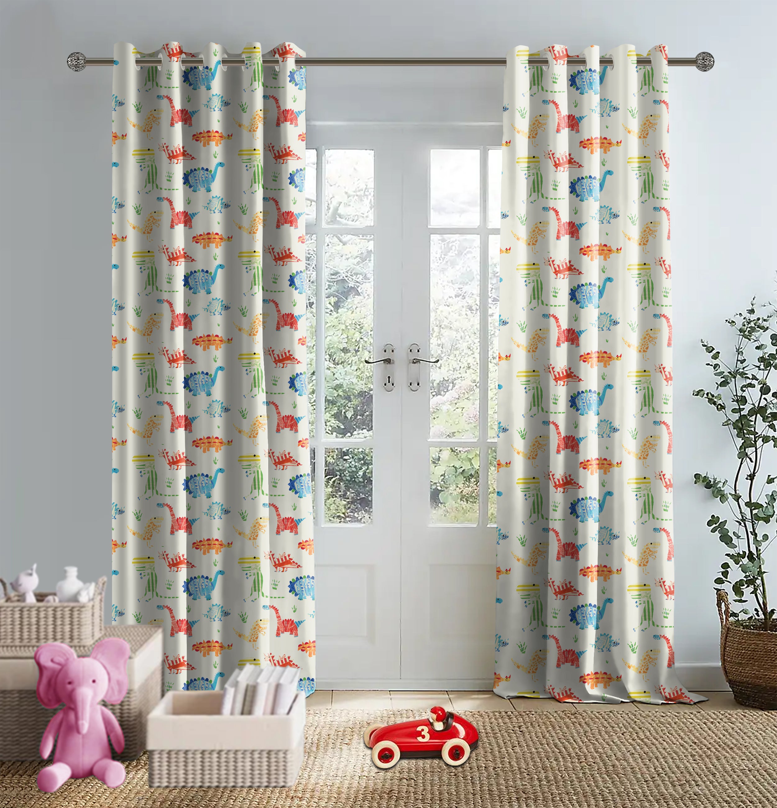 DINO OFF WHITE BLACKOUT CURTAINS