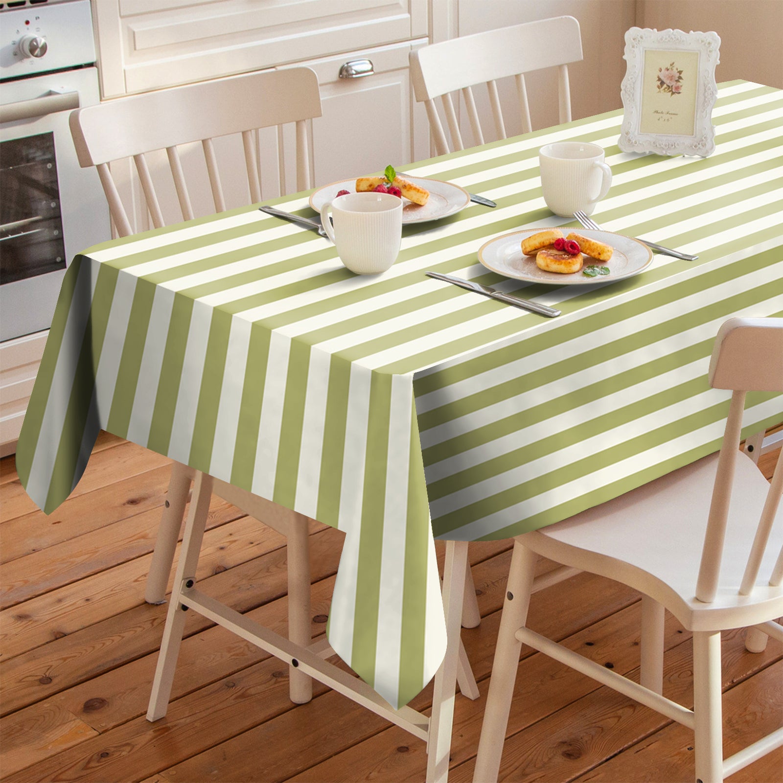 SPRING GALLERY BIG STRIPE Olive Green 6 Seater Table Cloth