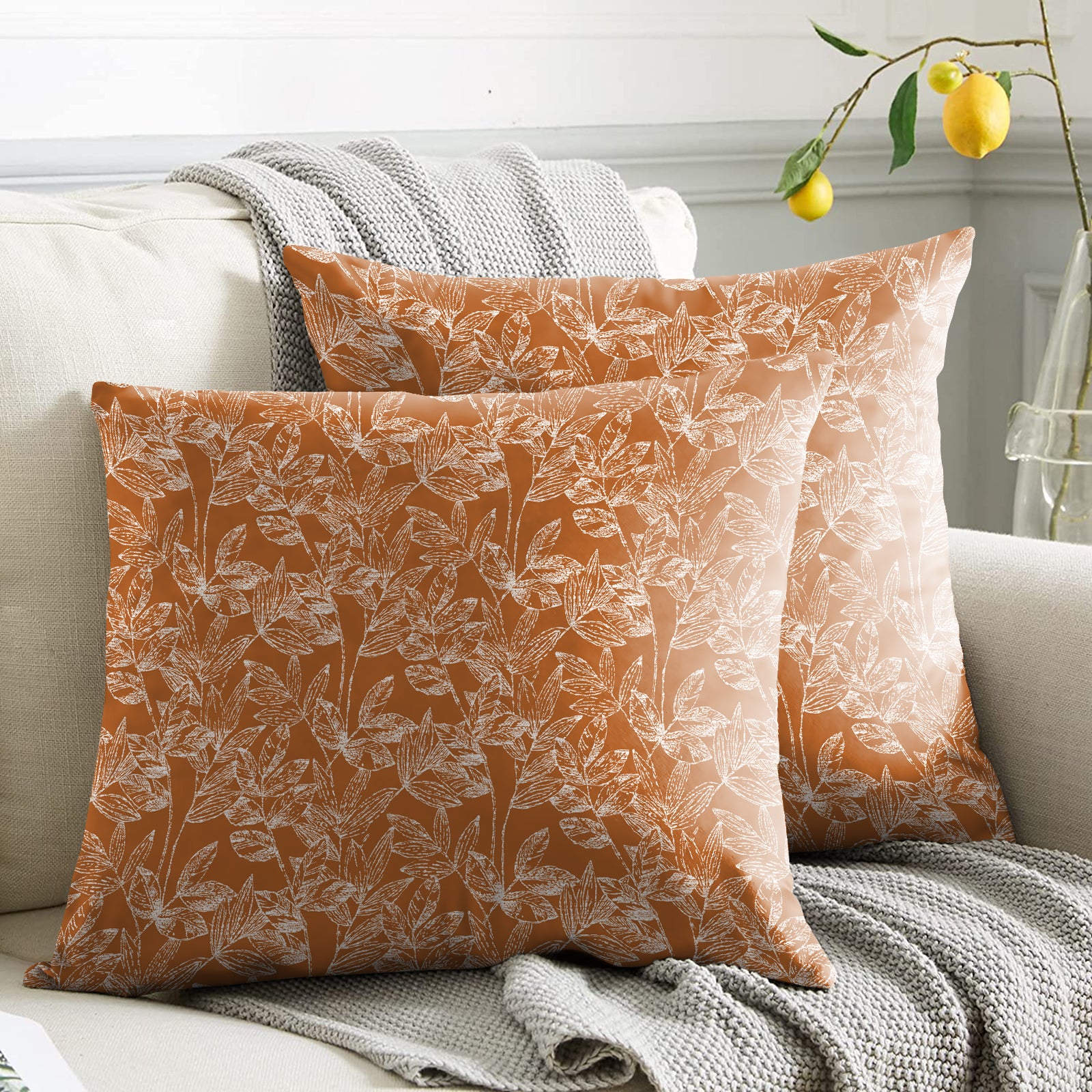 MEADOW ORANGE DIGITAL PRINTED CUSHION COVER (Pack of 2)