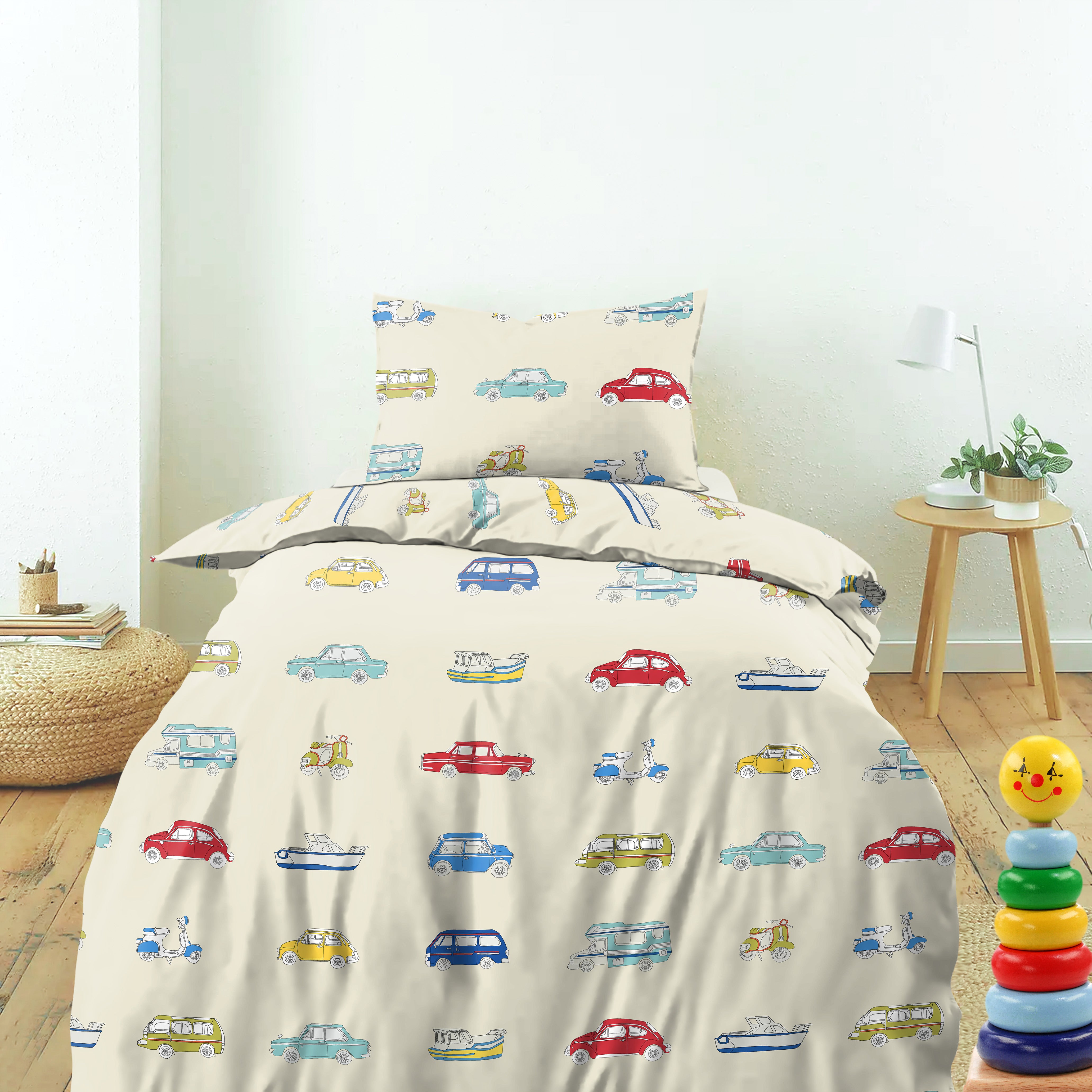 Bedcover Cars Bistre Brown for Single Bed with Pillow Covers King Size (60" X 90")