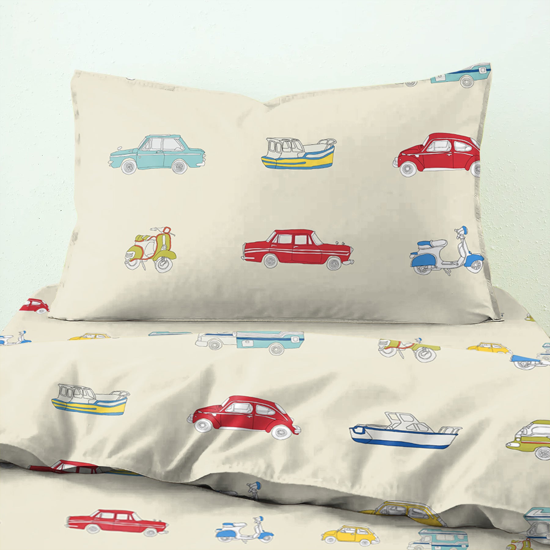 Bedcover Cars Bistre Brown for Single Bed with Pillow Covers King Size (60" X 90")
